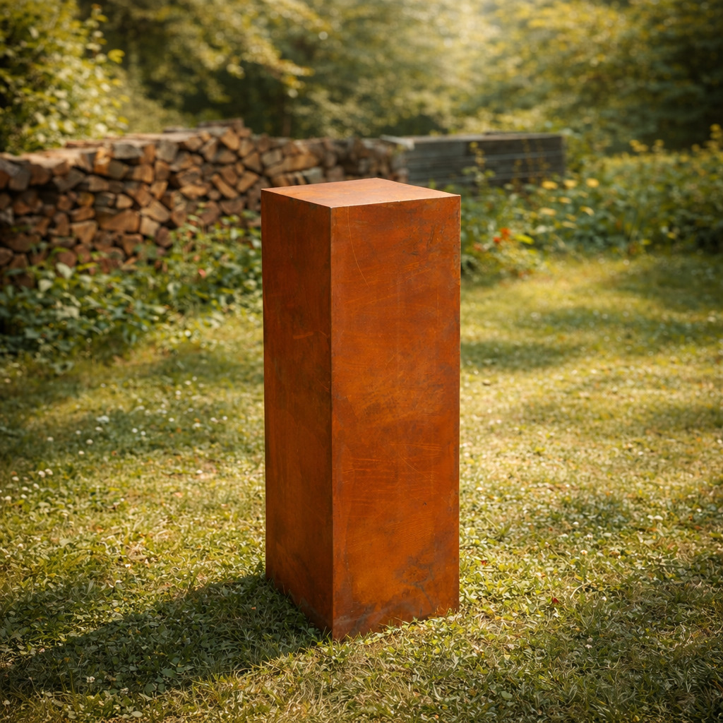 Cortenstalen Zuil – Minimalistische Sokkel voor Beelden & Sculpturen - 1 Meter