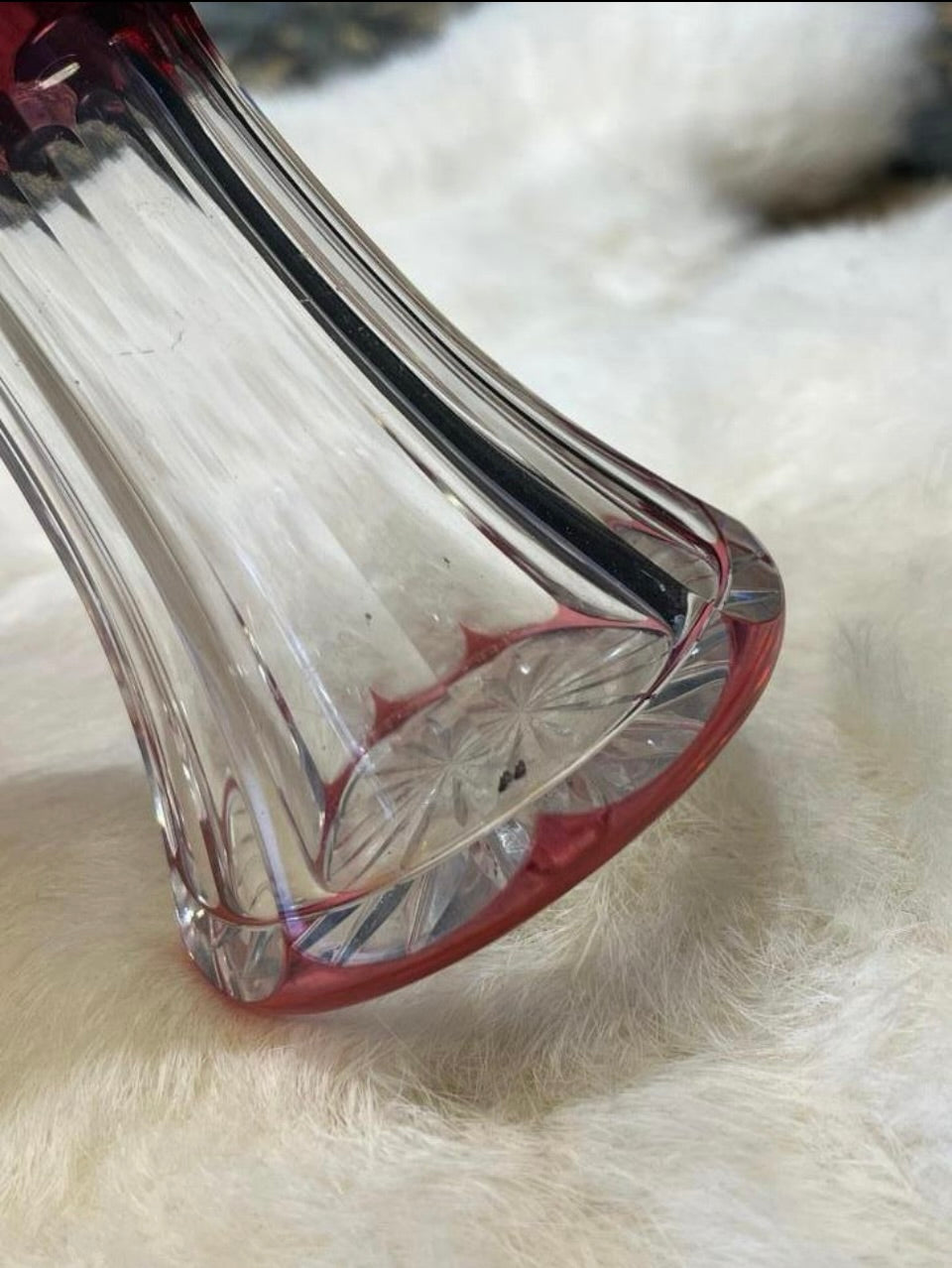 Val Saint Lambert Kelkvaasje - Roze Boheems Kristal Jaren 60