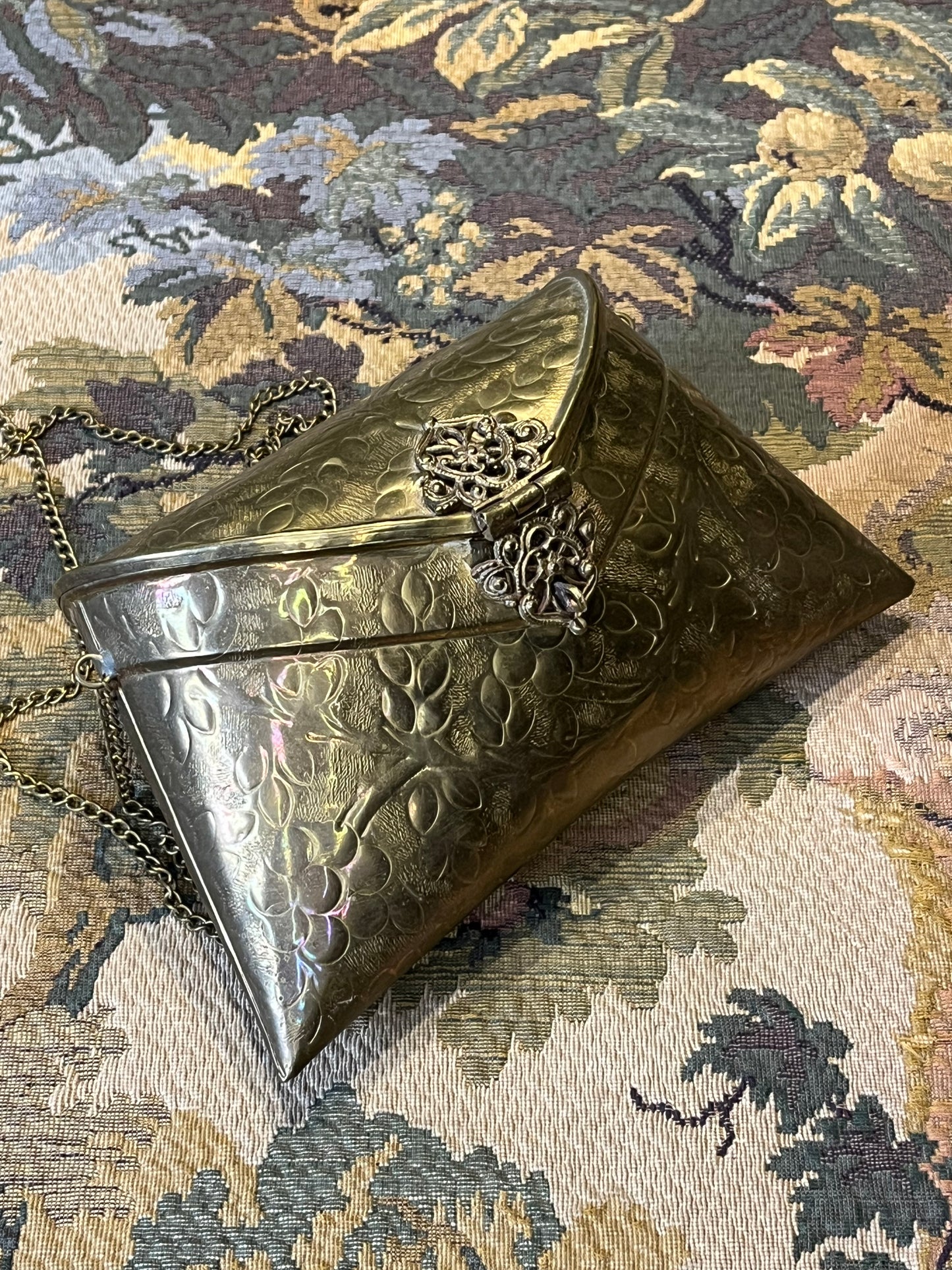 Art Deco Avondtasje - Messing met Zwart Fluweel, Jaren '30