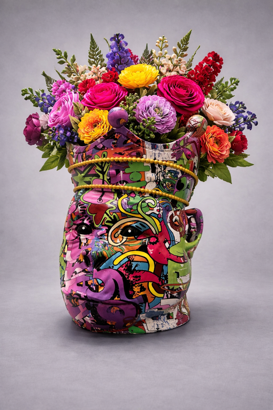 XL Gorilla Pop Art Sculptuur Vaas – Graffiti Design – Uniek Collector’s Statement