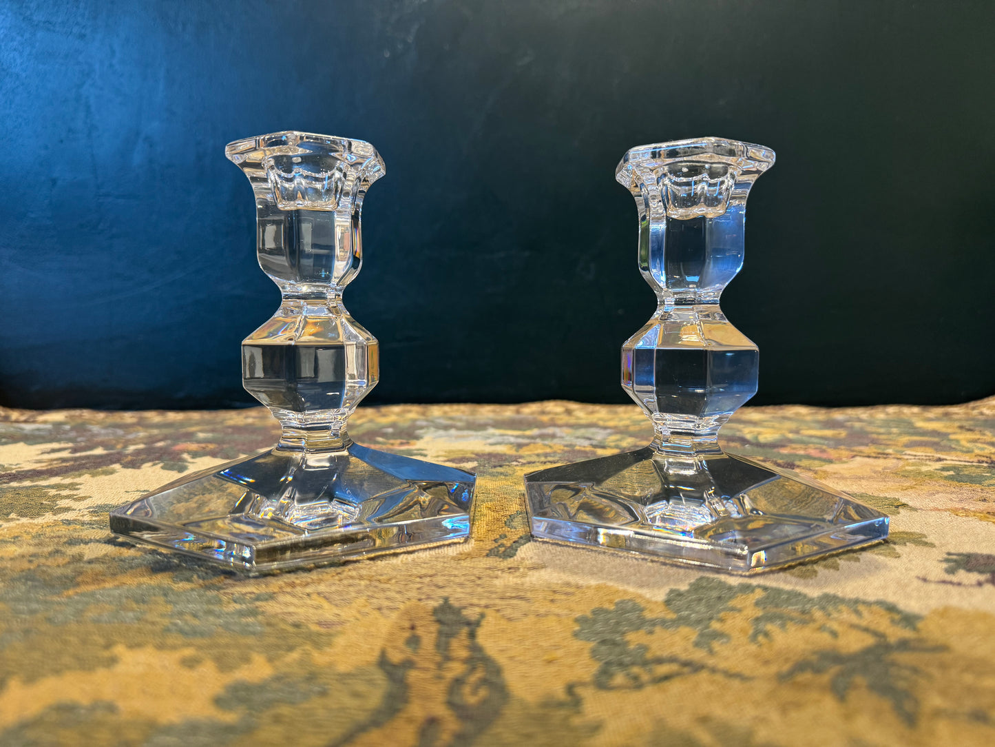 Val Saint Lambert Kristallen Kandelaren - Gesigneerd Set van 2, België