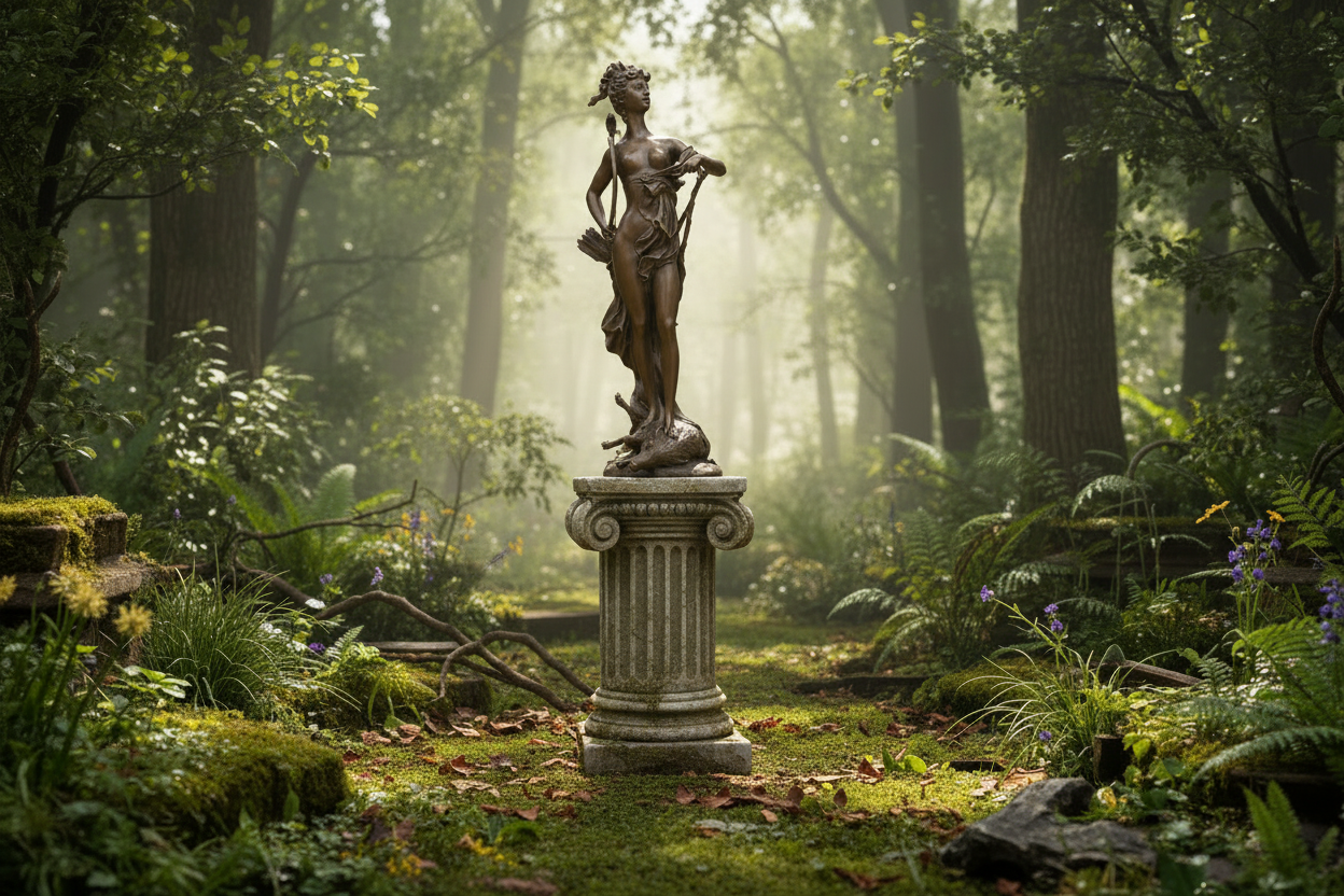 bronzen diana op sokkel