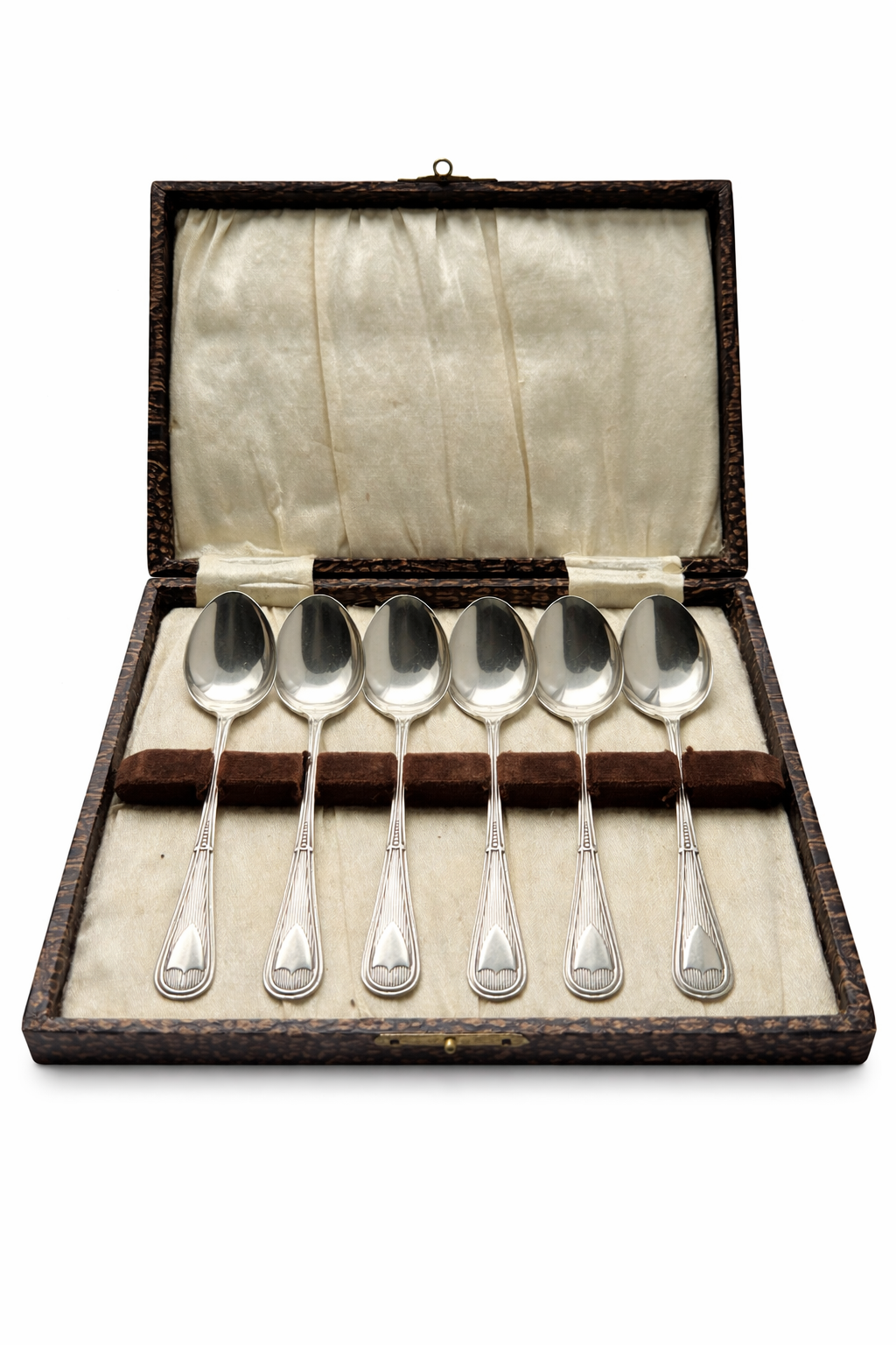 Engelse sterling zilveren theelepels – Arthur J. Bailey, Birmingham 1923 – Set van 6 in cassette
