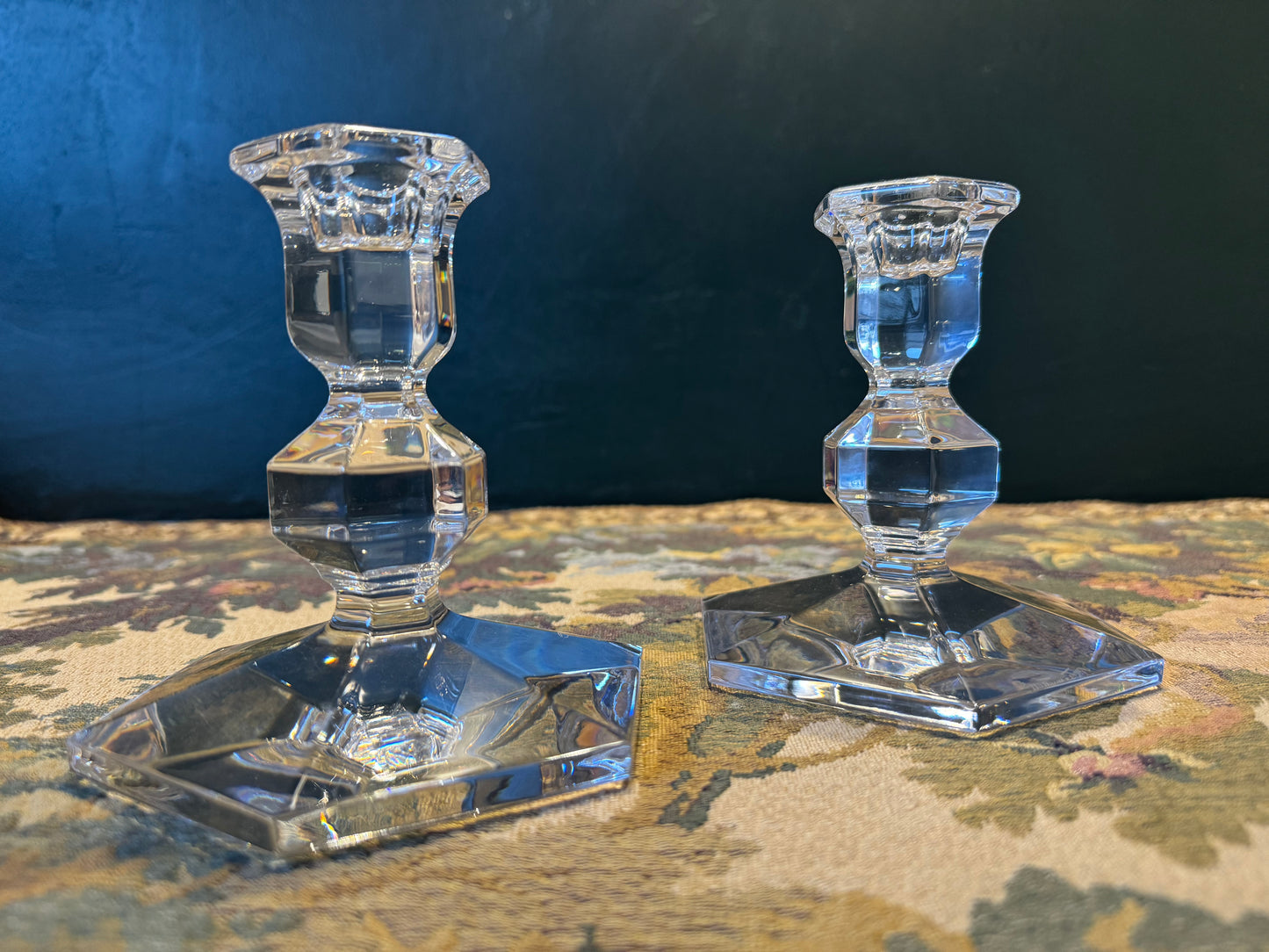 Val Saint Lambert Kristallen Kandelaren - Gesigneerd Set van 2, België