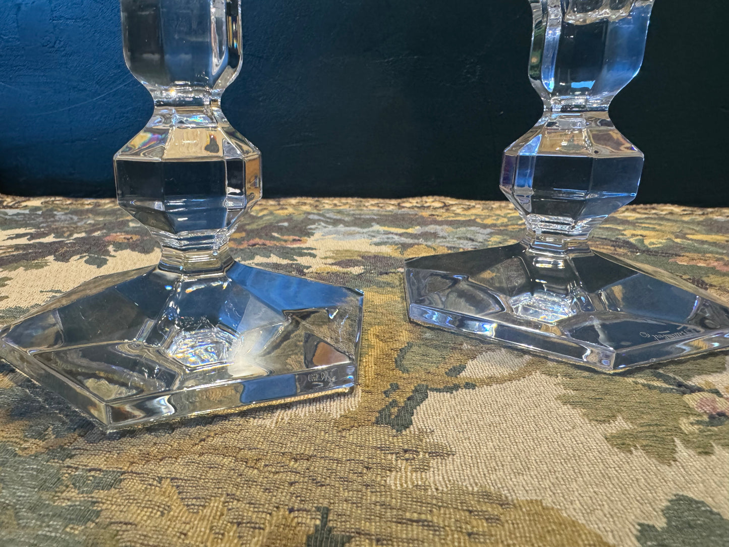 Val Saint Lambert Kristallen Kandelaren - Gesigneerd Set van 2, België