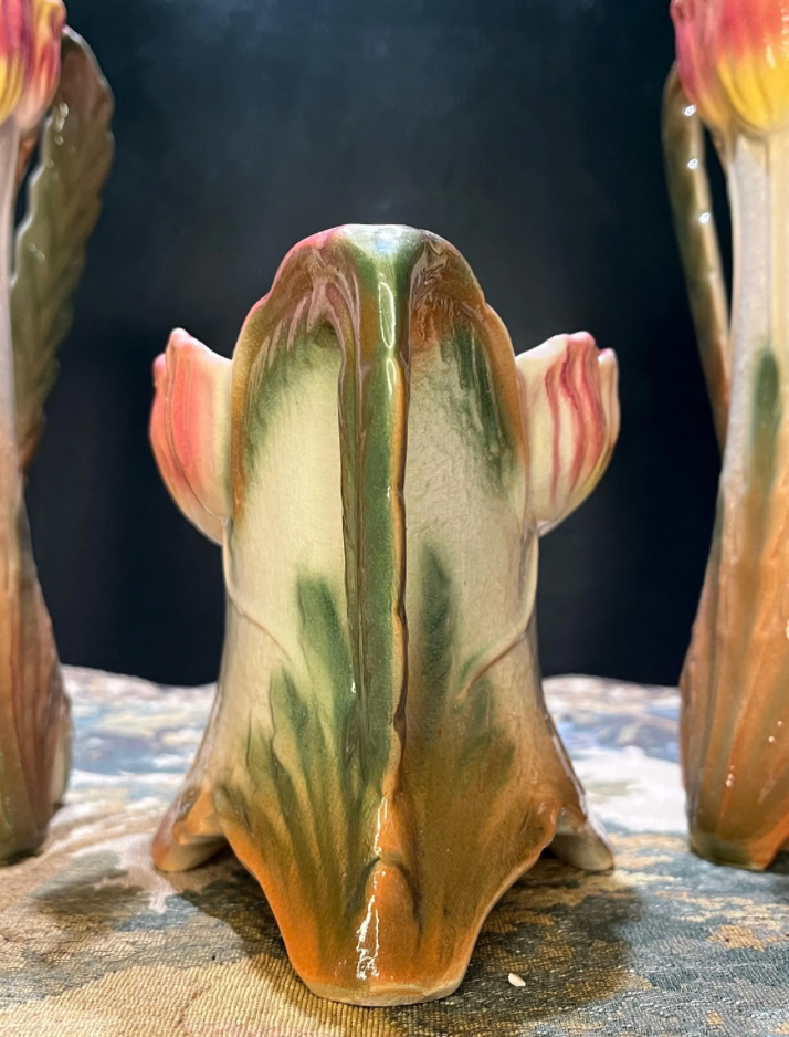 Antiek Art Deco Tulpenset - Jardinière met Twee Vaasjes - Jugendstil Nederland ca. 1925