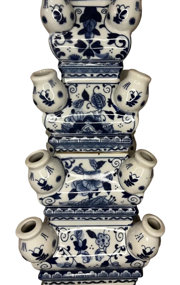 Delfts Blauwe Tulpenvaas 🌷 – 8 Etages - 23 Openingen