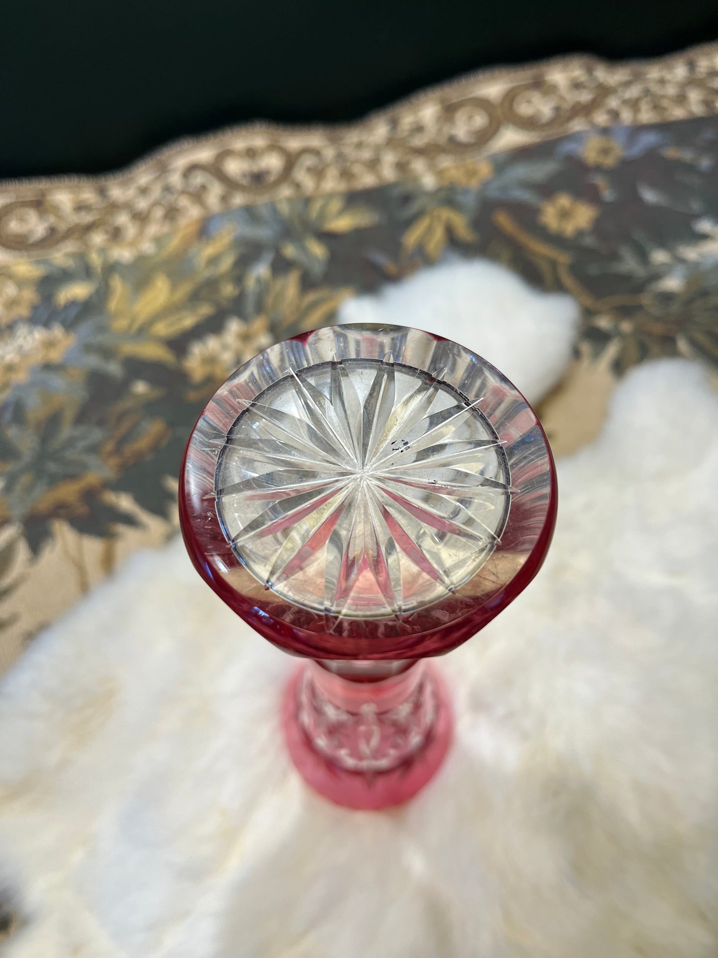 Val Saint Lambert Kelkvaasje - Roze Boheems Kristal Jaren 60