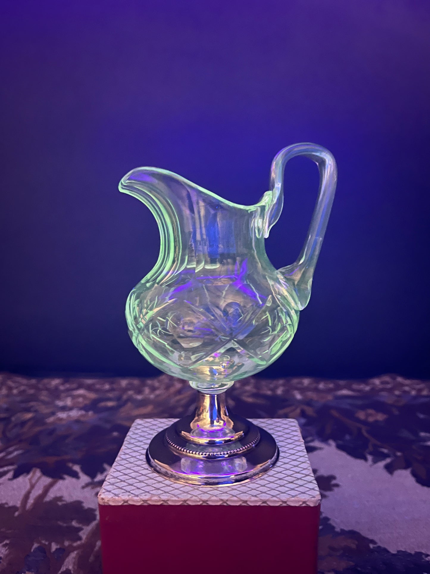 Antiek Kristallen Roomkannetje met Sterling Zilveren Voet - J.T. Ruijs Den Bosch (1873-1890)