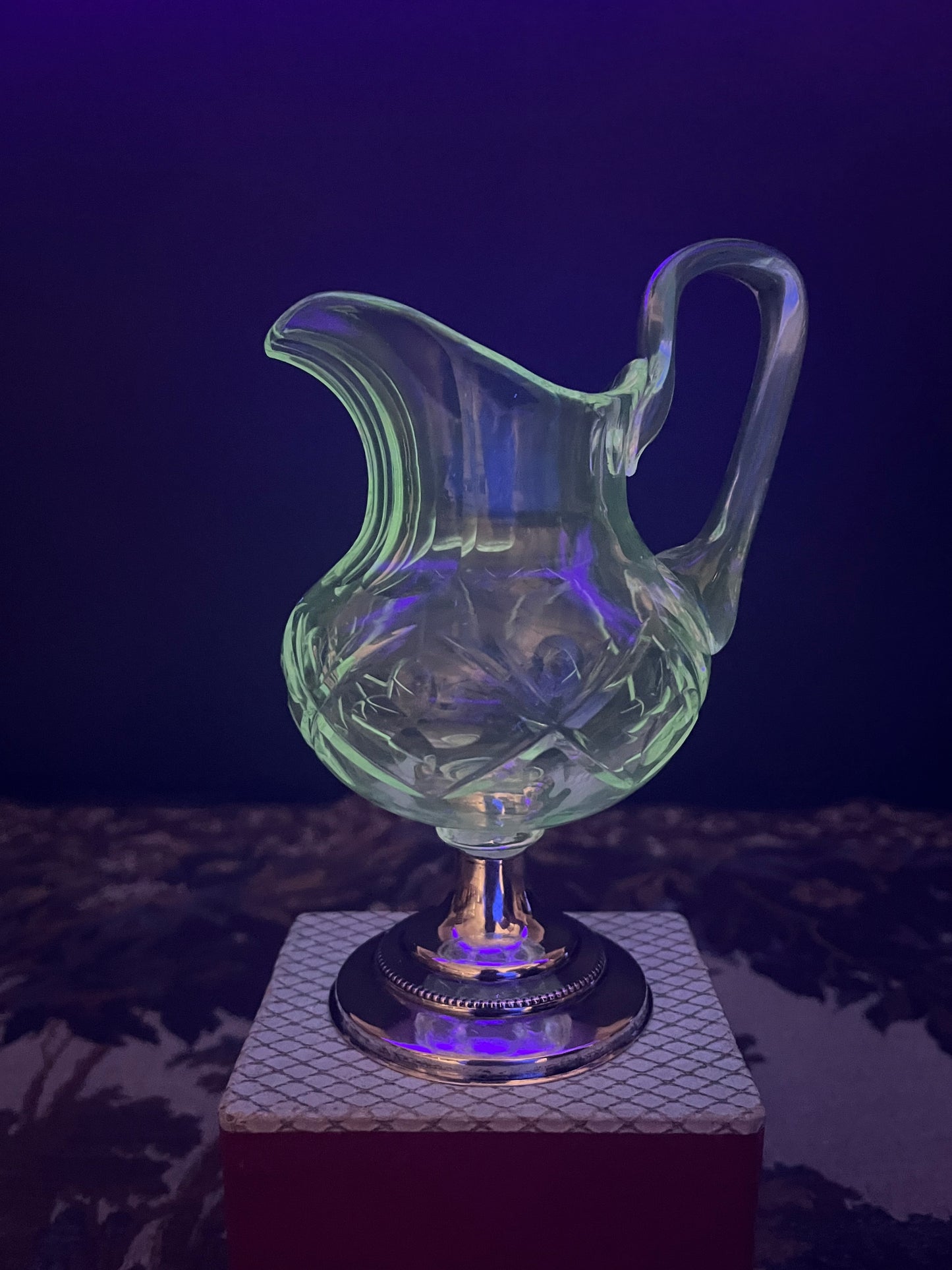 Antiek Kristallen Roomkannetje met Sterling Zilveren Voet - J.T. Ruijs Den Bosch (1873-1890)