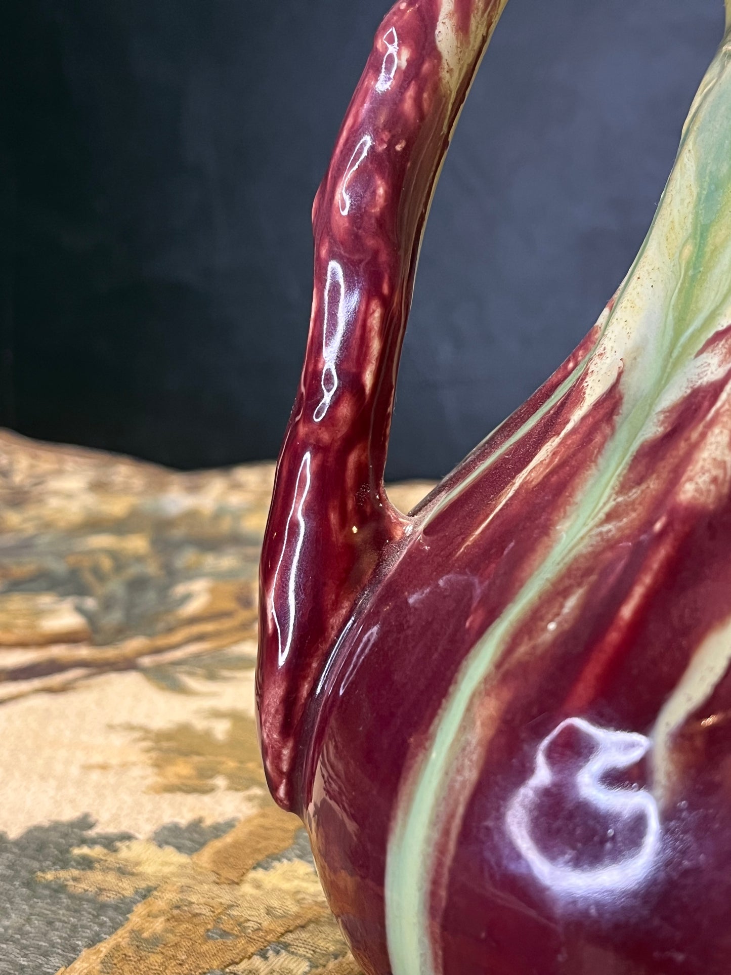 Art Nouveau Vaas Faïence Thulin Belgium - Druipglazuur Eclectische Kleuren