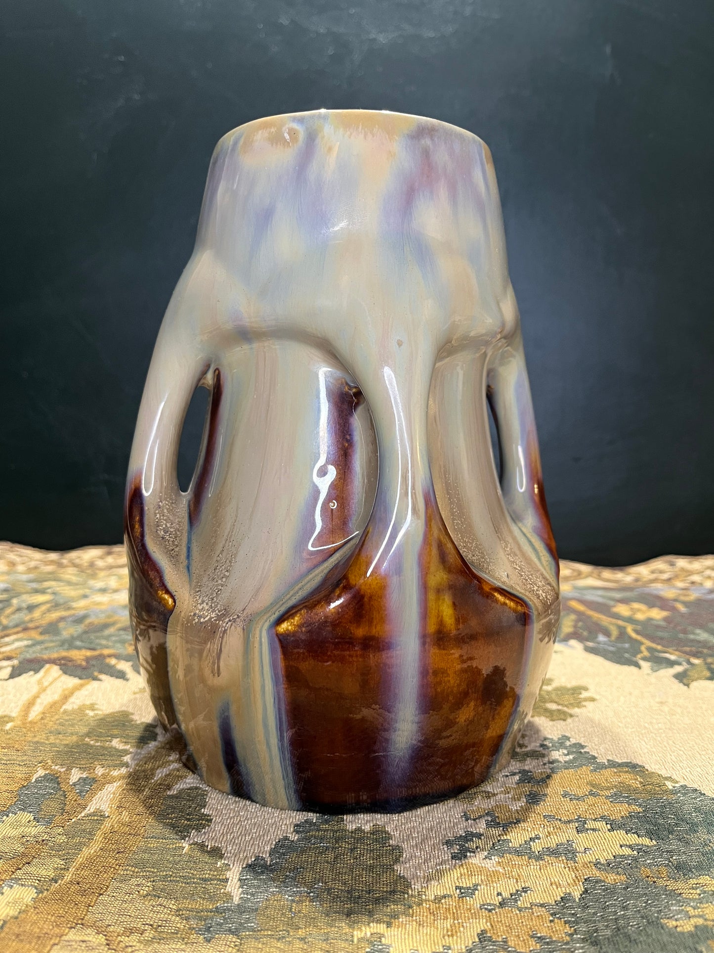 RZC Pottery Vaas met Druipglazuur - Vintage Nederlandse Keramiek Jaren 60-70