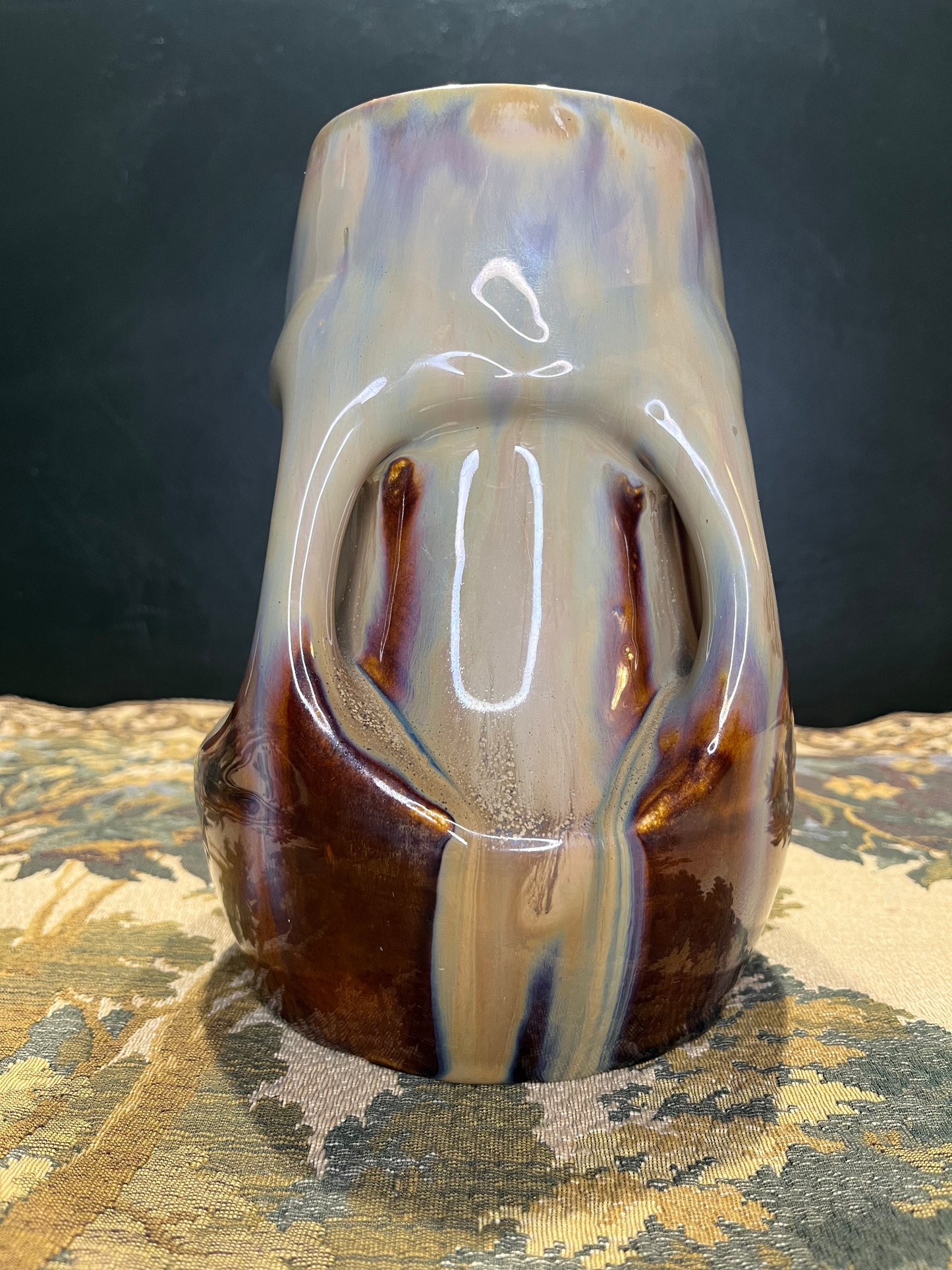 RZC Pottery Vaas met Druipglazuur - Vintage Nederlandse Keramiek Jaren 60-70