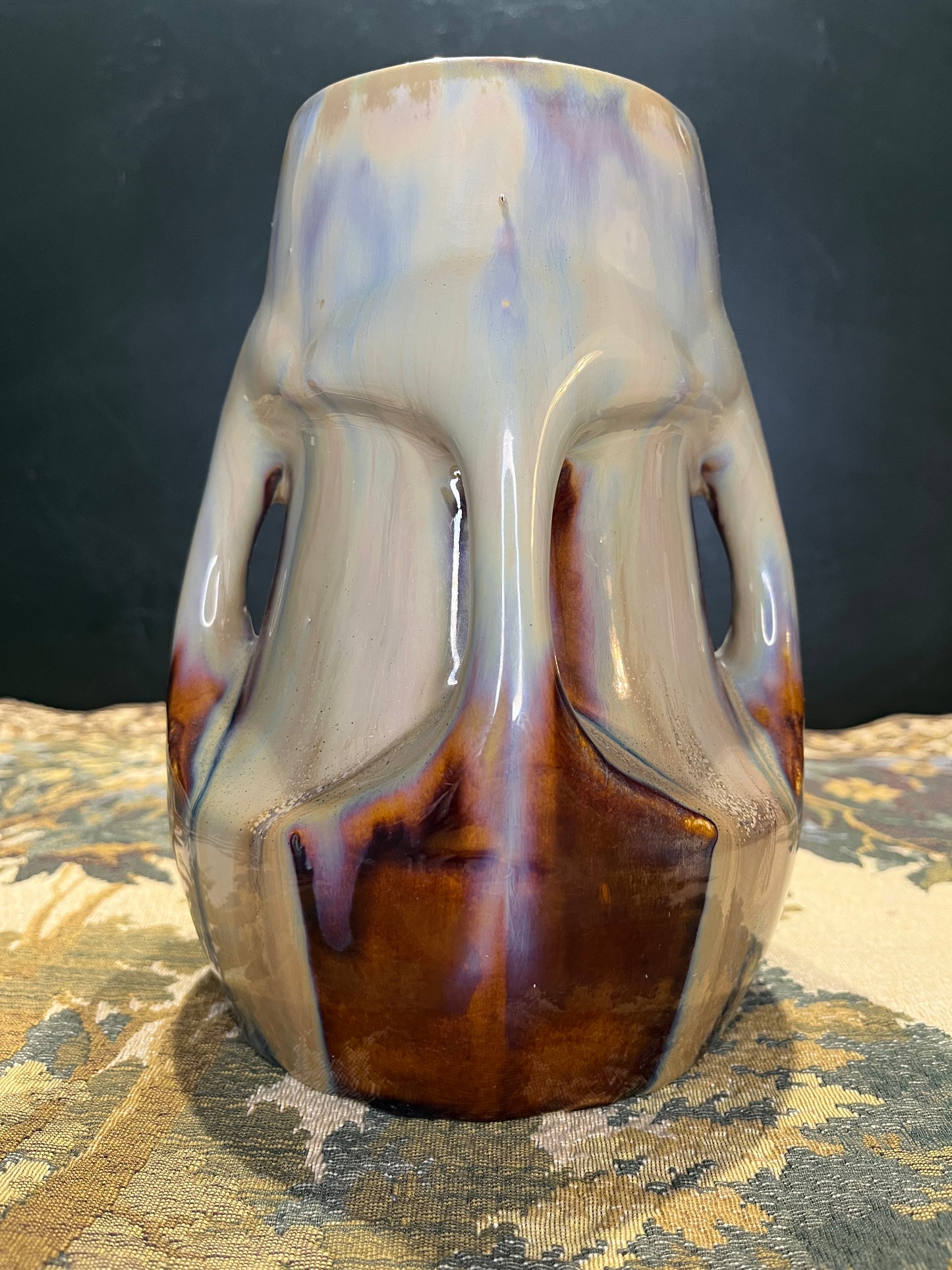 RZC Pottery Vaas met Druipglazuur - Vintage Nederlandse Keramiek Jaren 60-70