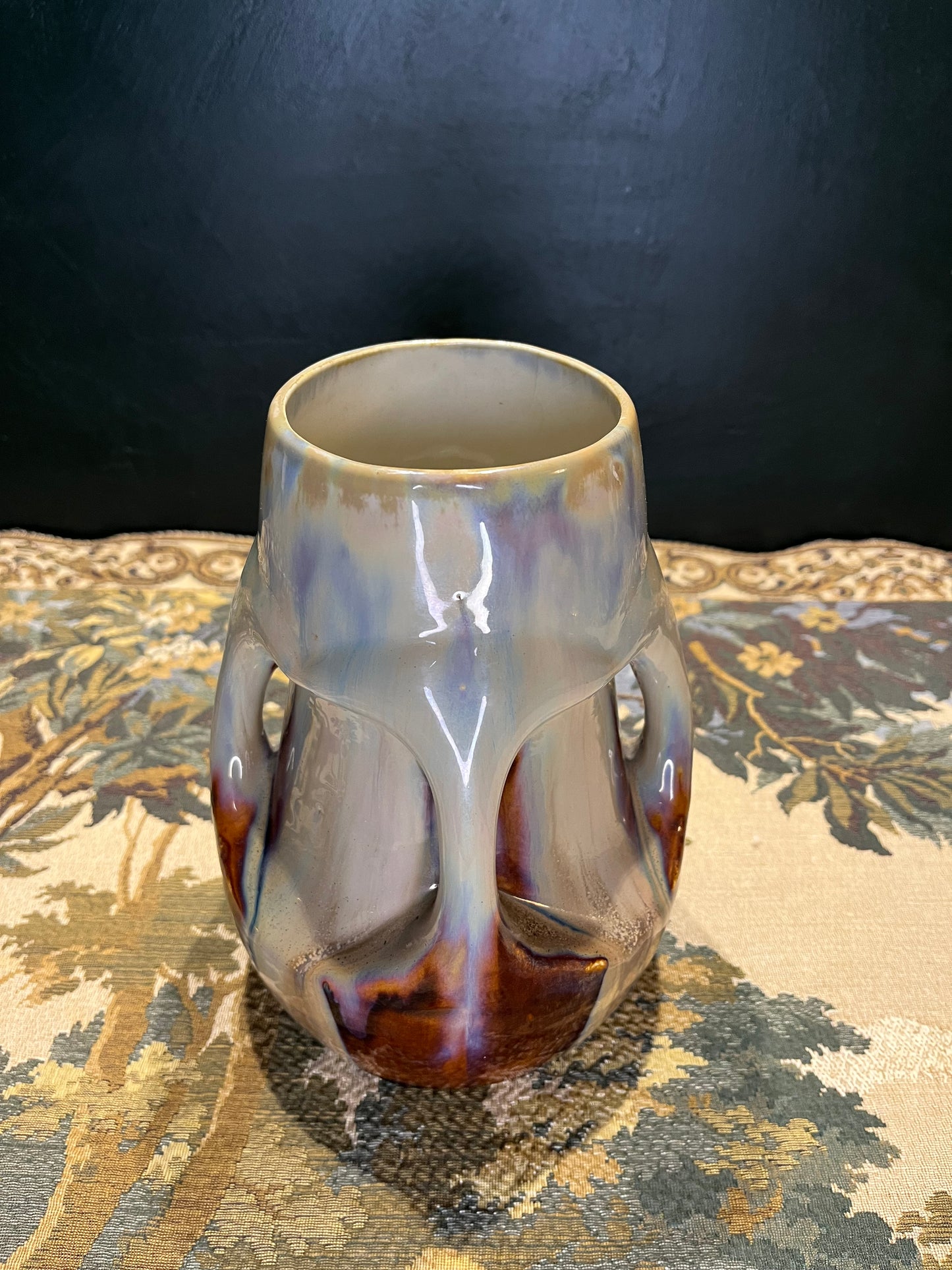 RZC Pottery Vaas met Druipglazuur - Vintage Nederlandse Keramiek Jaren 60-70