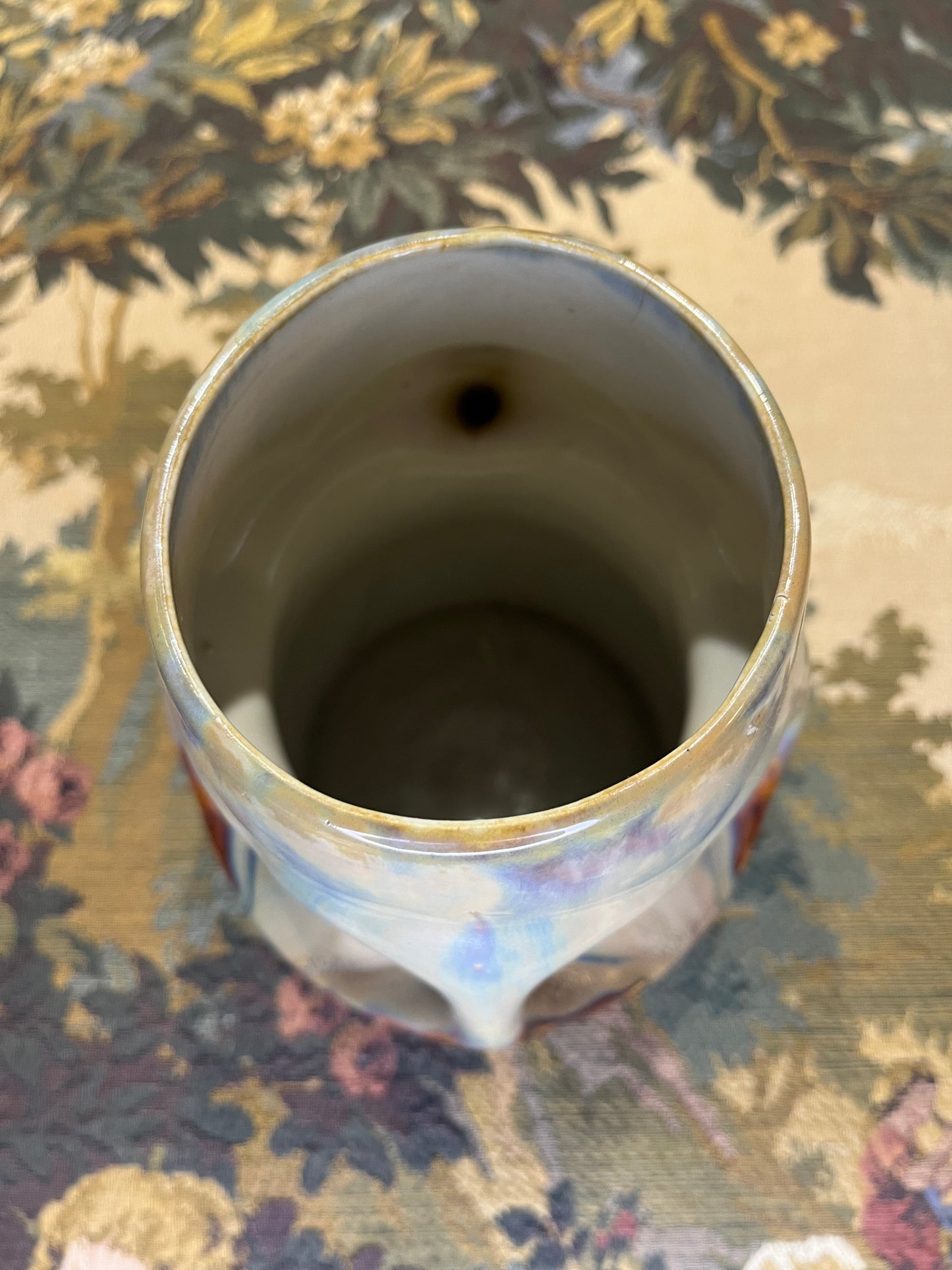 RZC Pottery Vaas met Druipglazuur - Vintage Nederlandse Keramiek Jaren 60-70