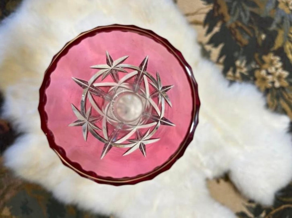 Val Saint Lambert Kelkvaasje - Roze Boheems Kristal Jaren 60