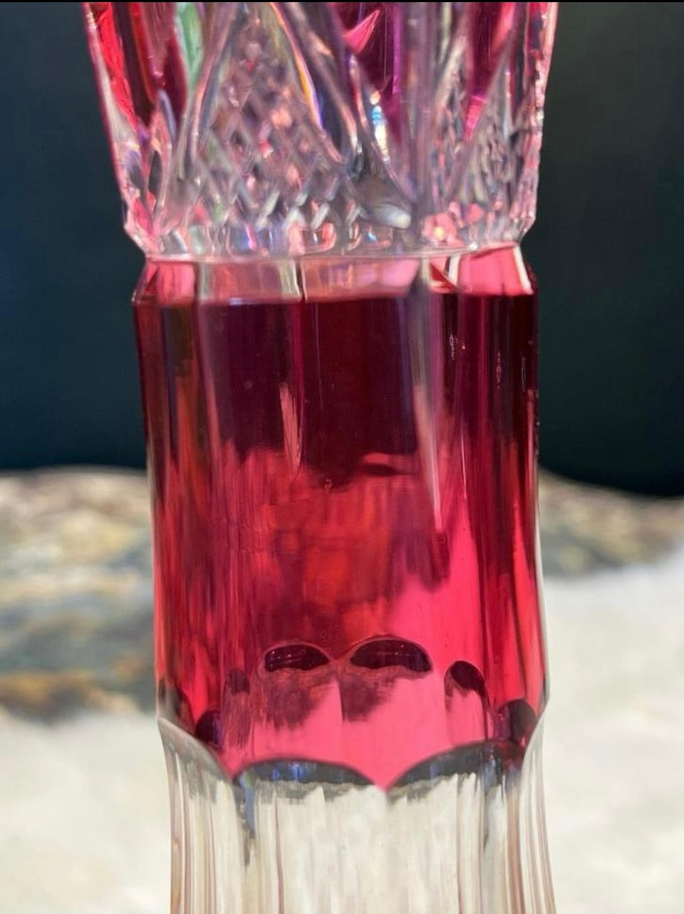 Val Saint Lambert Kelkvaasje - Roze Boheems Kristal Jaren 60