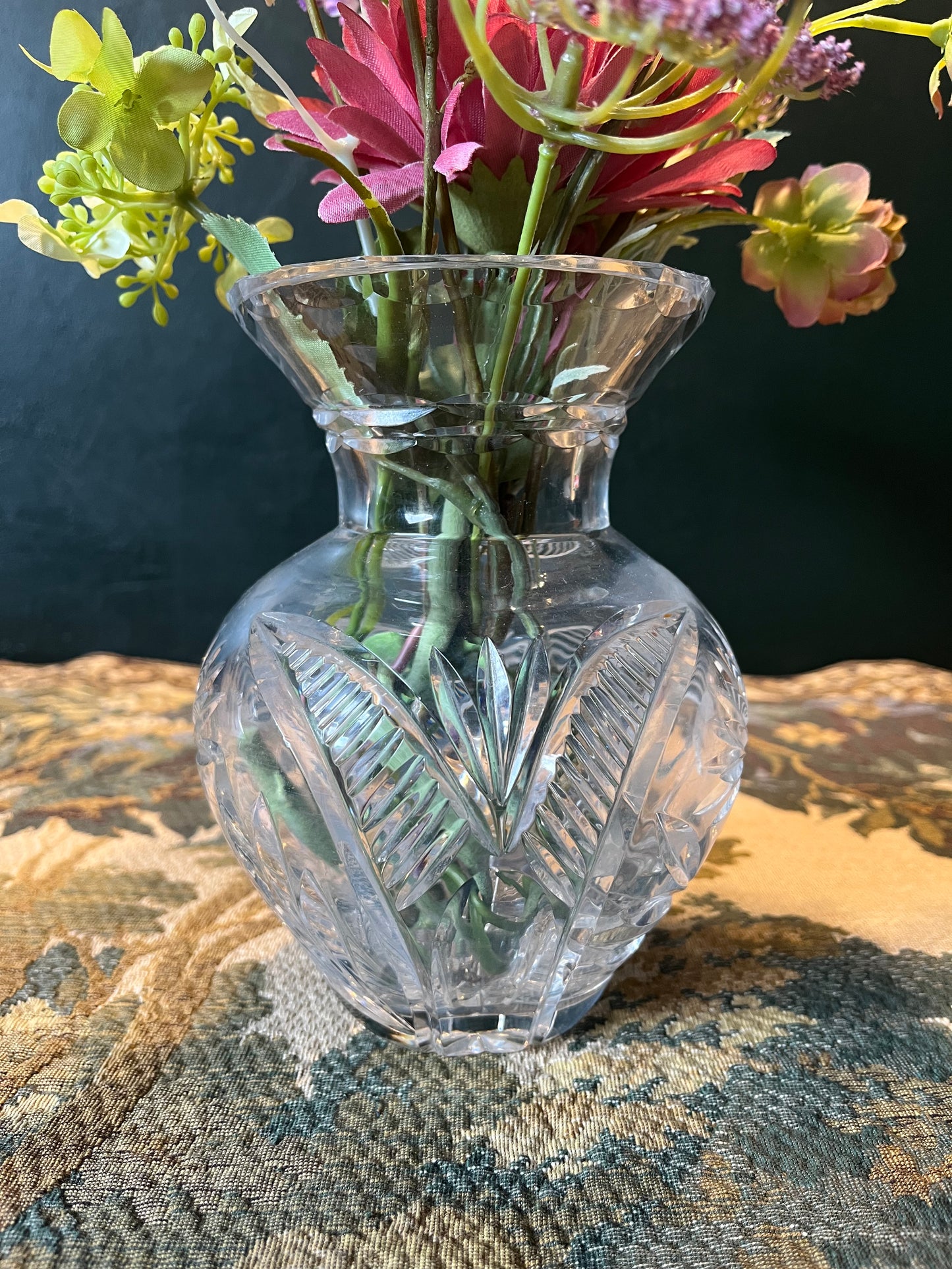 Antieke Pinwheel Kristallen Bolvaas - Loodkristal Facet Geslepen - 19e Eeuw