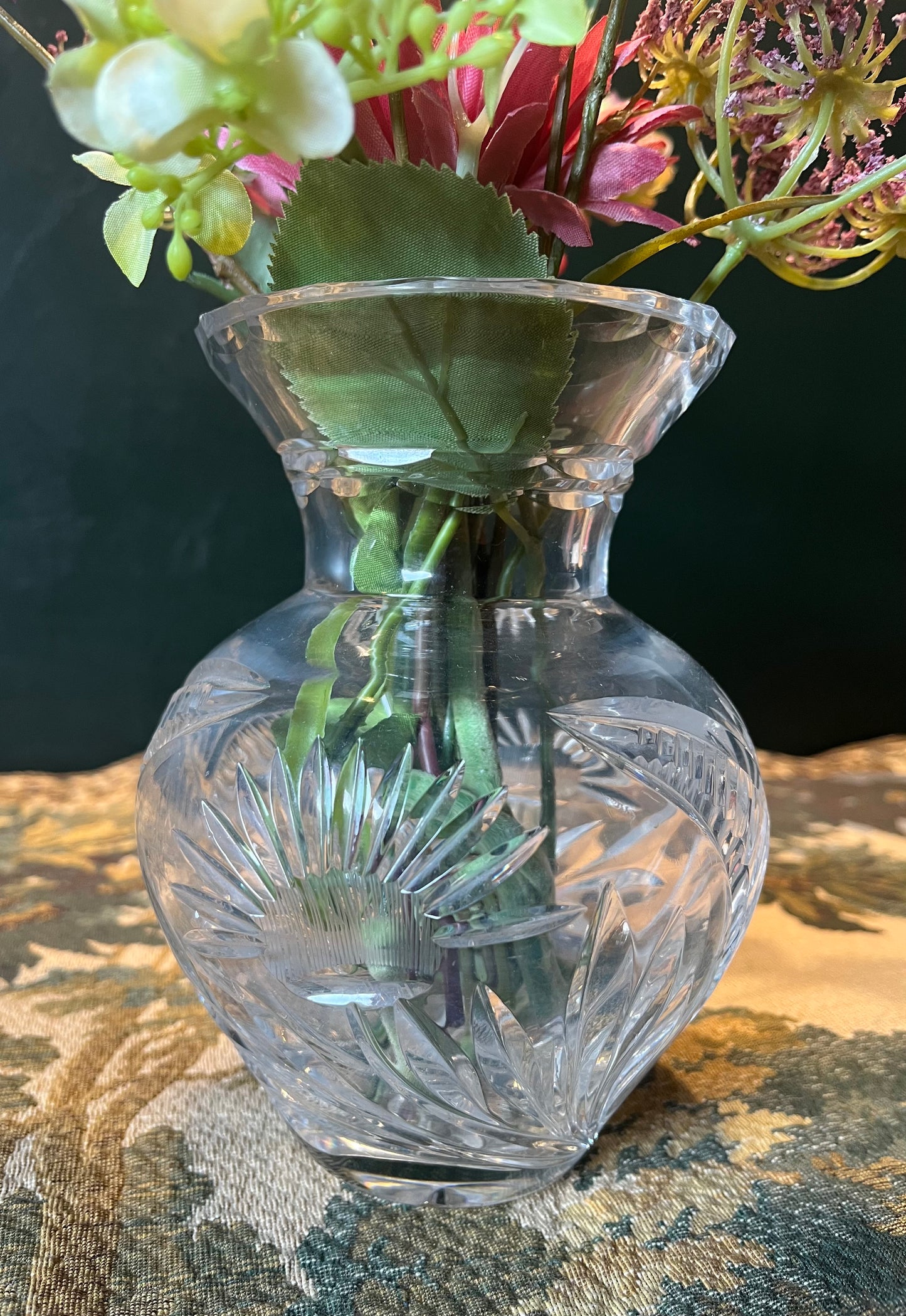 Antieke Pinwheel Kristallen Bolvaas - Loodkristal Facet Geslepen - 19e Eeuw