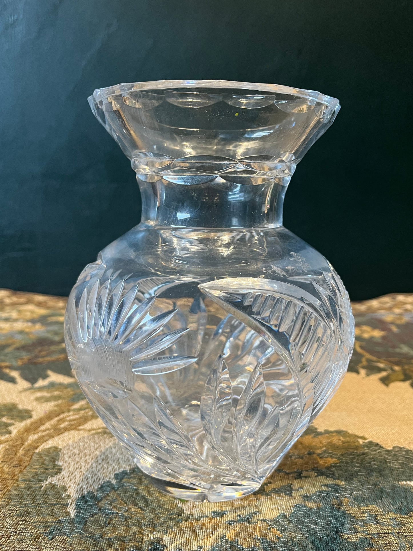 Antieke Pinwheel Kristallen Bolvaas - Loodkristal Facet Geslepen - 19e Eeuw