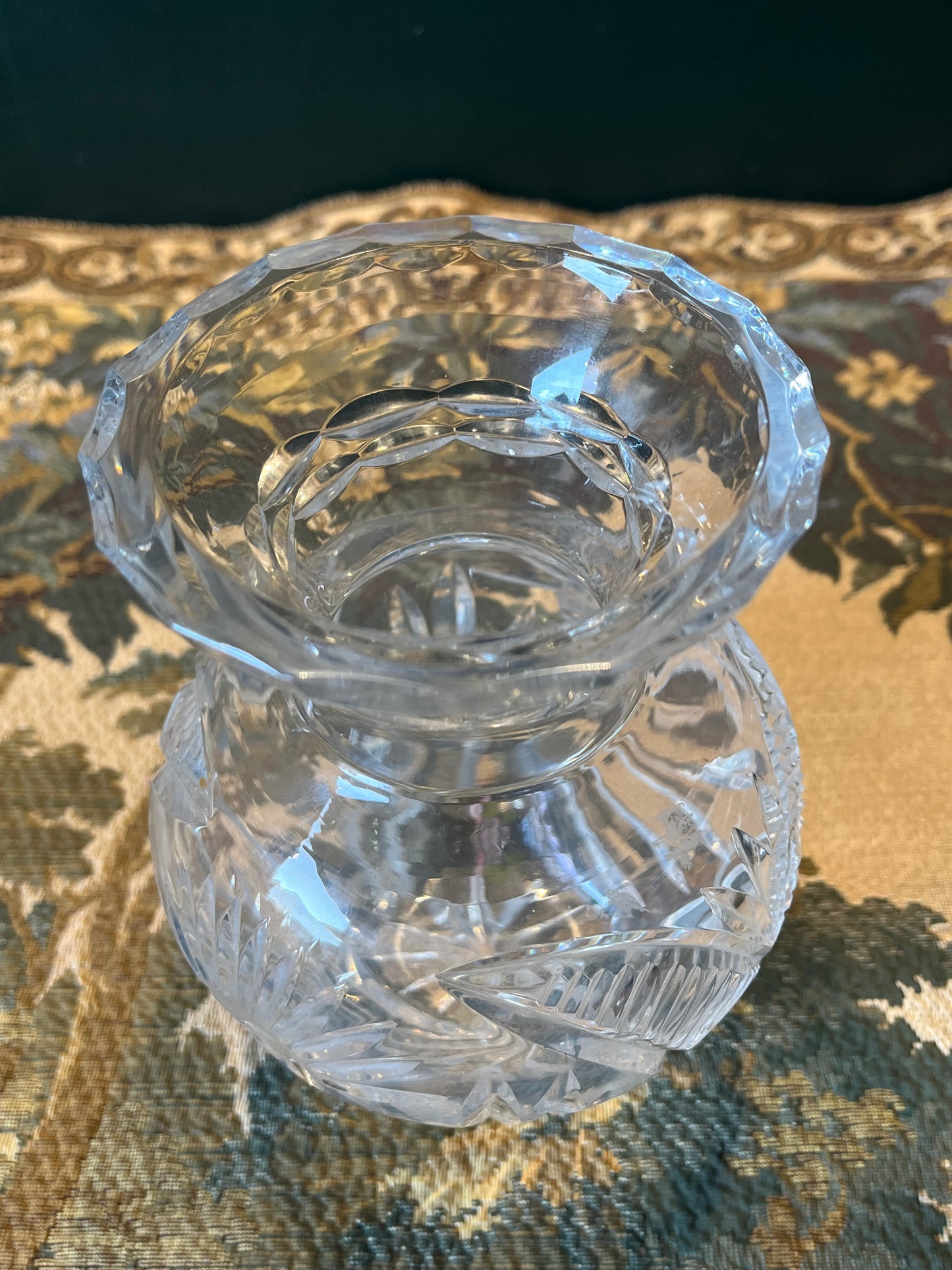 Antieke Pinwheel Kristallen Bolvaas - Loodkristal Facet Geslepen - 19e Eeuw