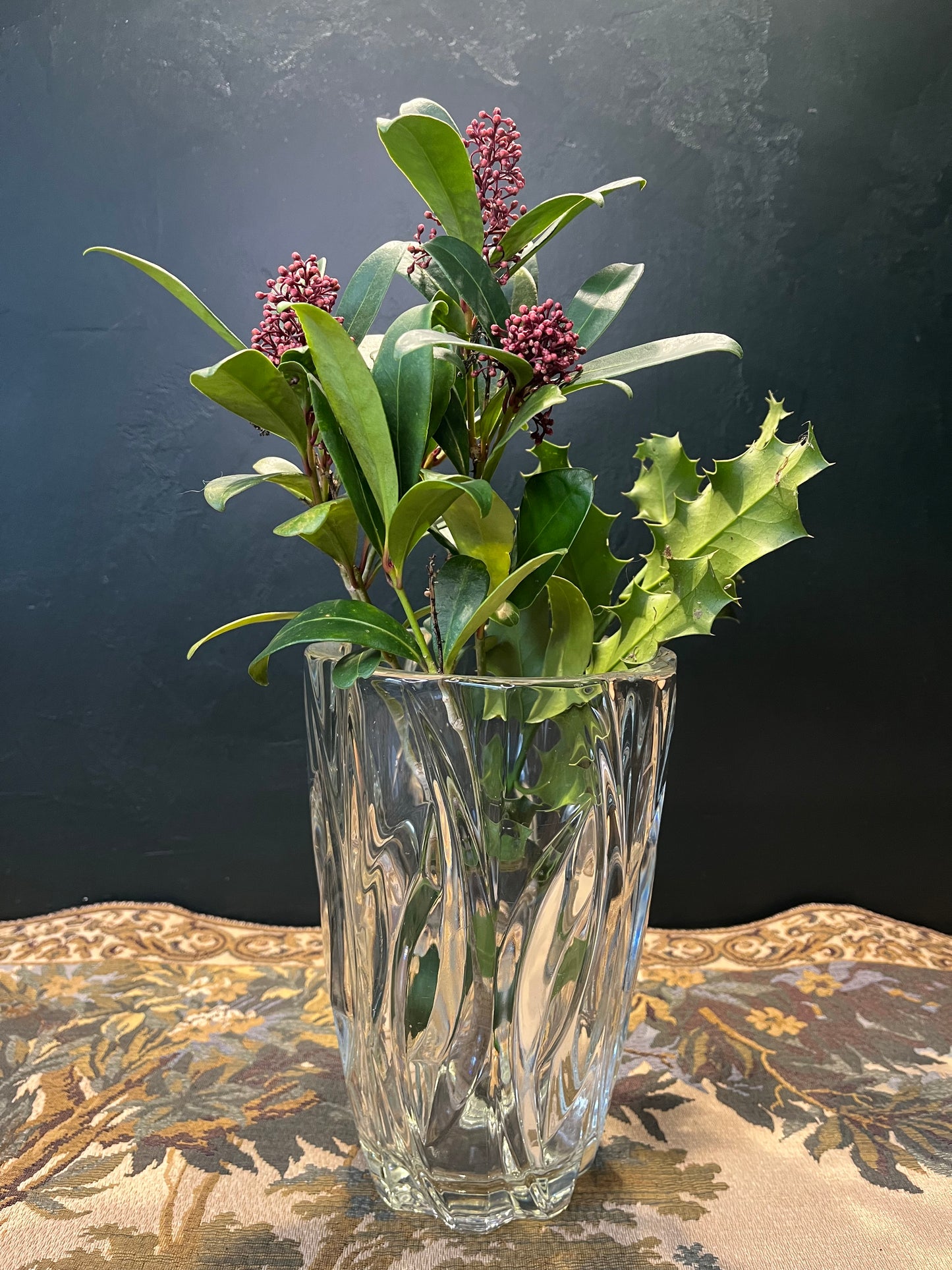 Vintage Murano Loodkristallen Vaas - Swirl Design, Italië