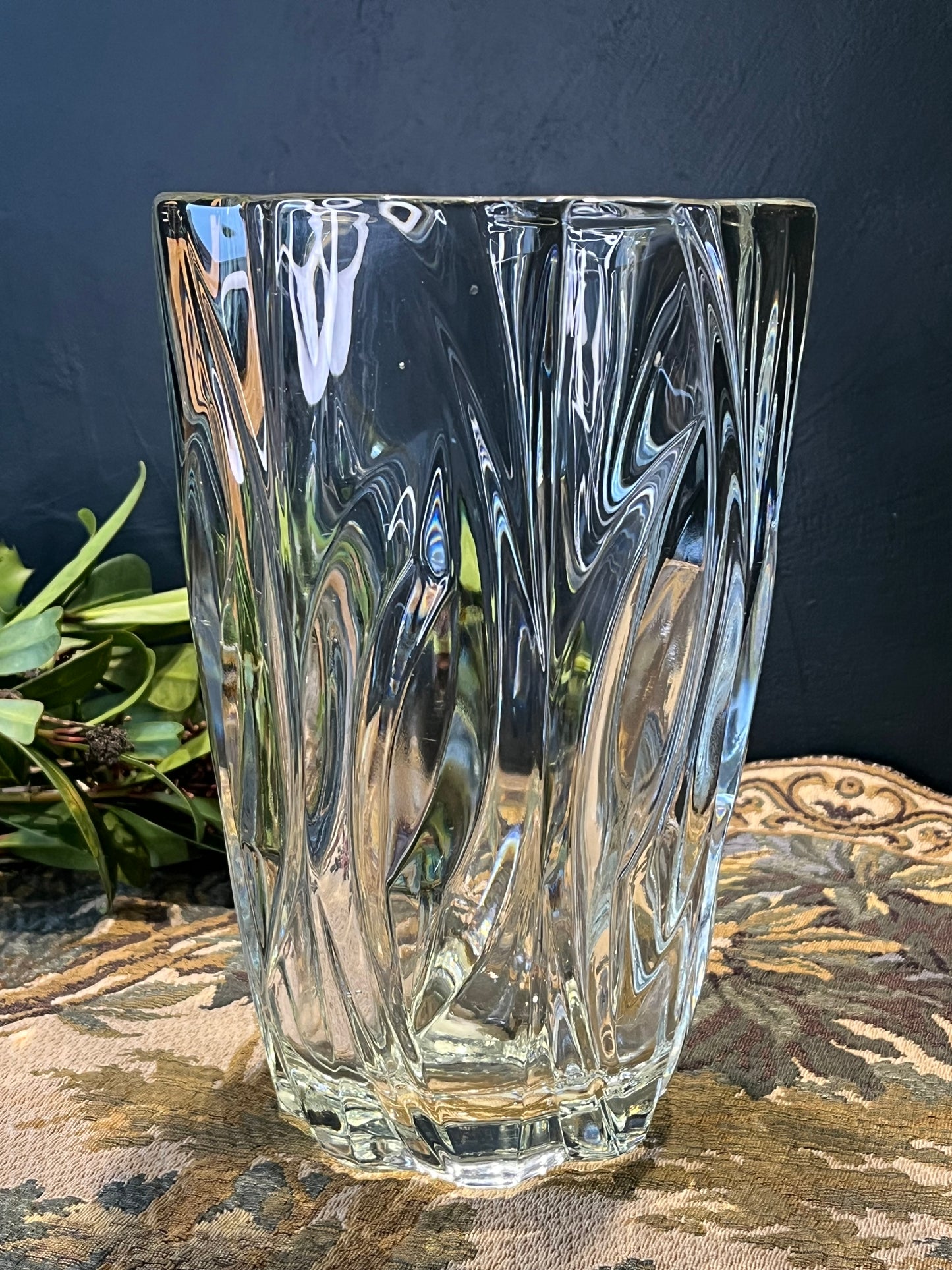 Vintage Murano Loodkristallen Vaas - Swirl Design, Italië