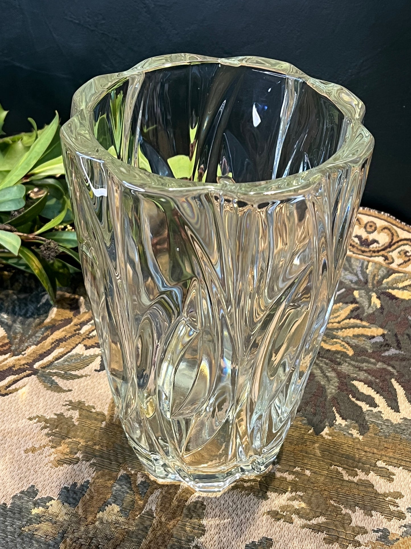 Vintage Murano Loodkristallen Vaas - Swirl Design, Italië