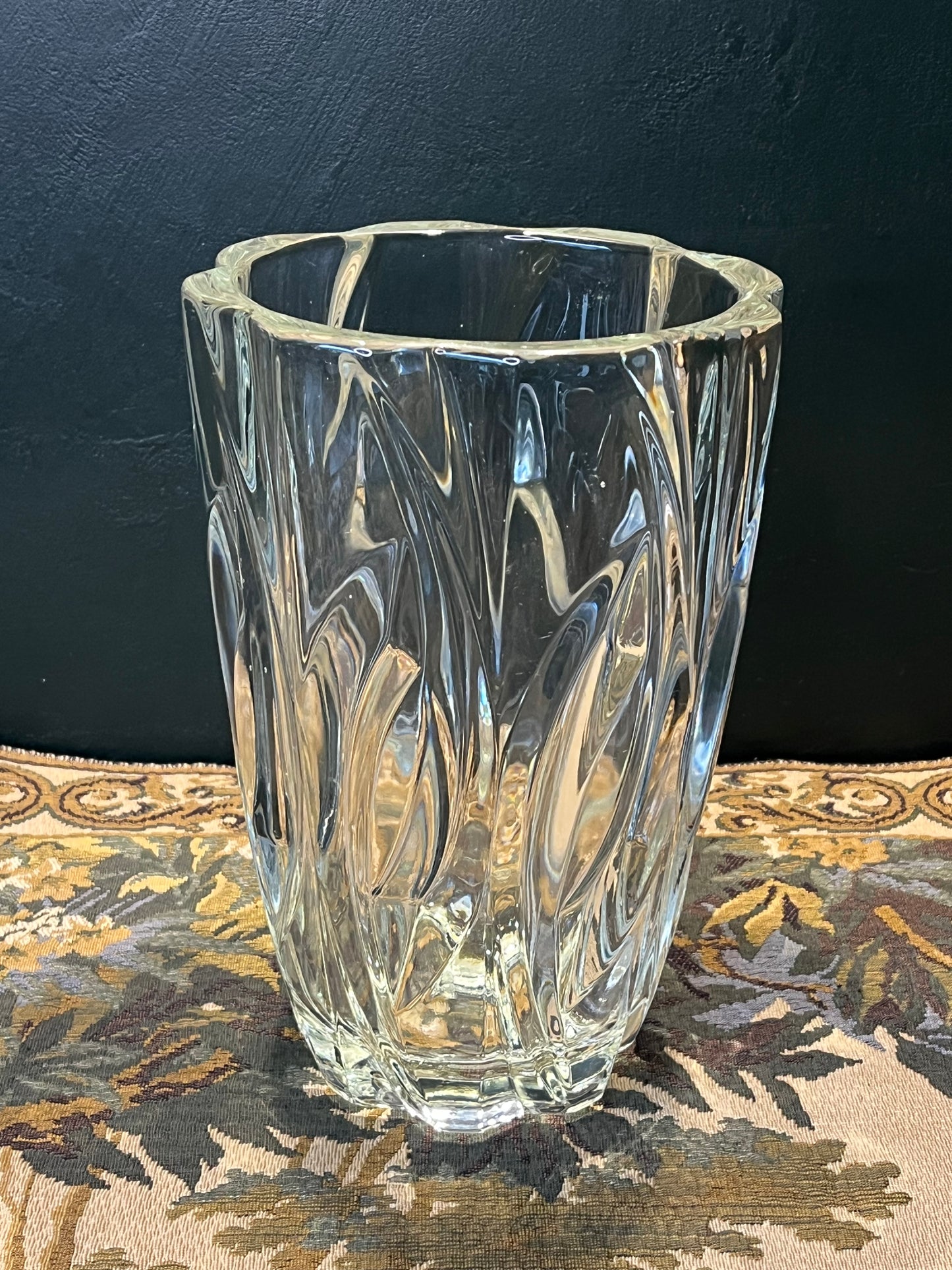 Vintage Murano Loodkristallen Vaas - Swirl Design, Italië