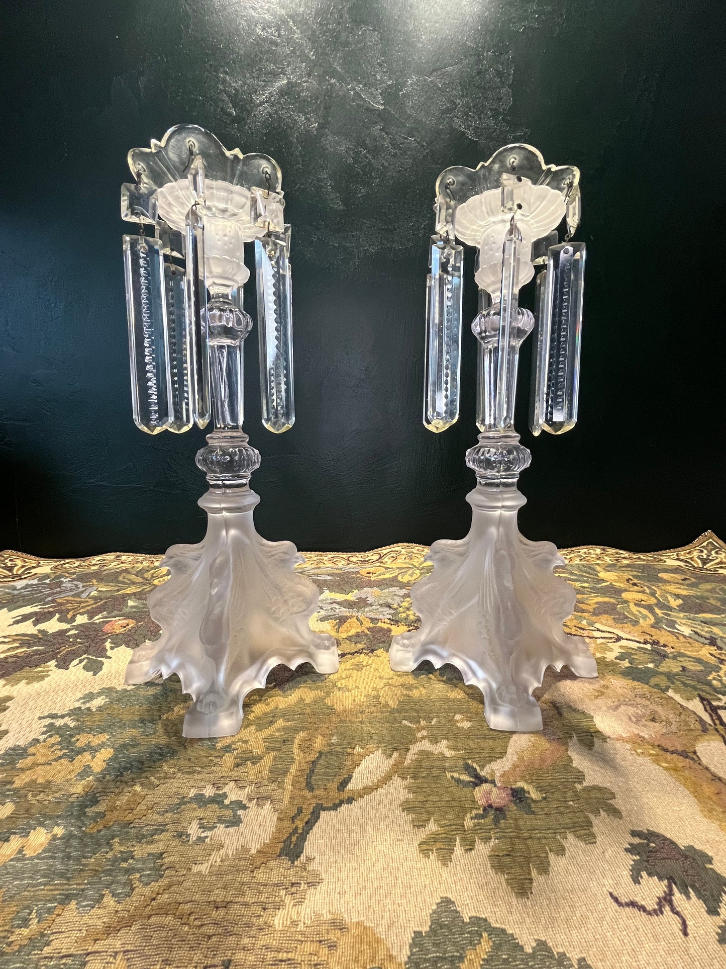 Val Saint Lambert Art Deco Griffoenen Kandelaren Set - Charles Graffart & René Delvenne