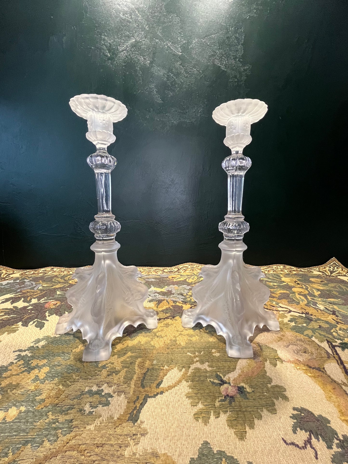 Val Saint Lambert Art Deco Griffoenen Kandelaren Set - Charles Graffart & René Delvenne