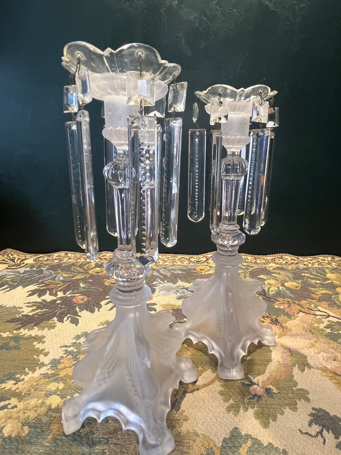 Val Saint Lambert Art Deco Griffoenen Kandelaren Set - Charles Graffart & René Delvenne
