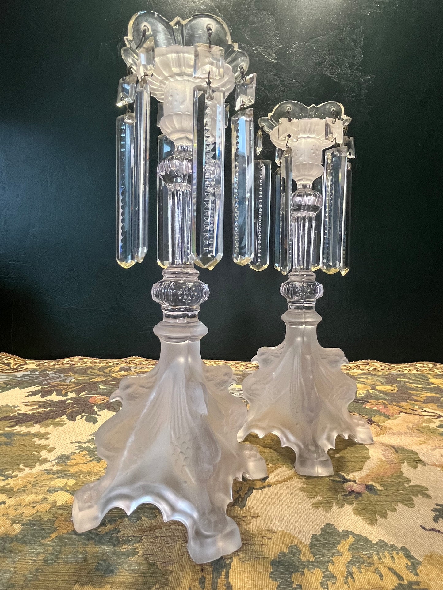 Val Saint Lambert Art Deco Griffoenen Kandelaren Set - Charles Graffart & René Delvenne