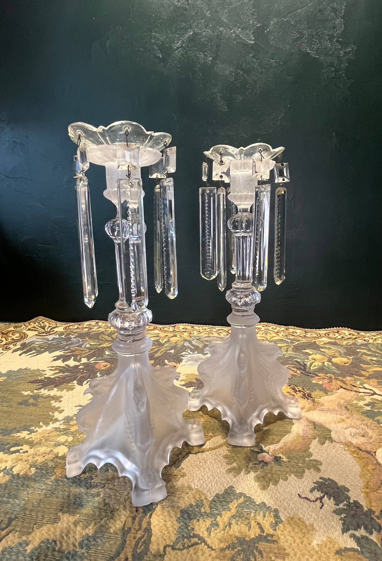 Val Saint Lambert Art Deco Griffoenen Kandelaren Set - Charles Graffart & René Delvenne