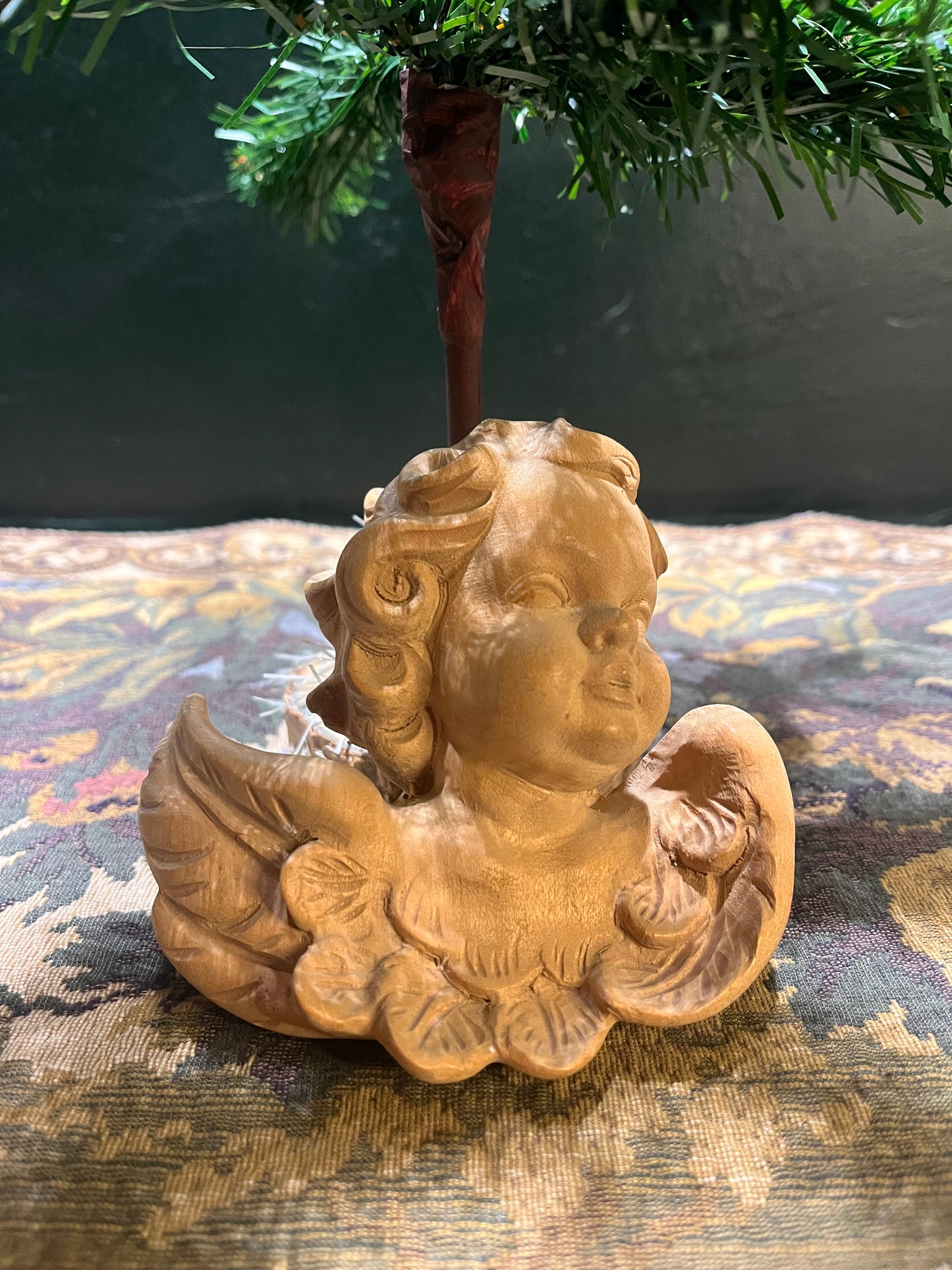 Cherubijn Engelenhoofd - Handgesneden Hout Jaren 70 - Oostenrijks Stijlornament