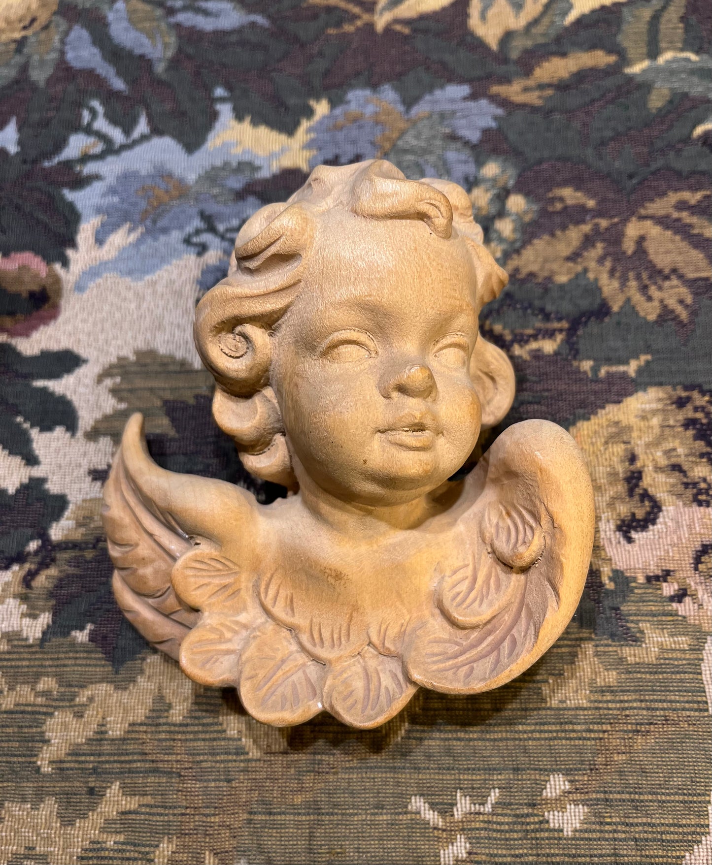 Cherubijn Engelenhoofd - Handgesneden Hout Jaren 70 - Oostenrijks Stijlornament