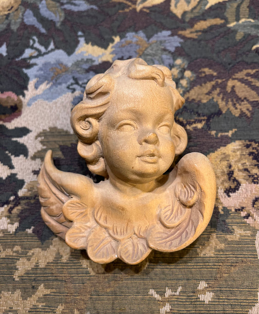 Cherubijn Engelenhoofd - Handgesneden Hout Jaren 70 - Oostenrijks Stijlornament