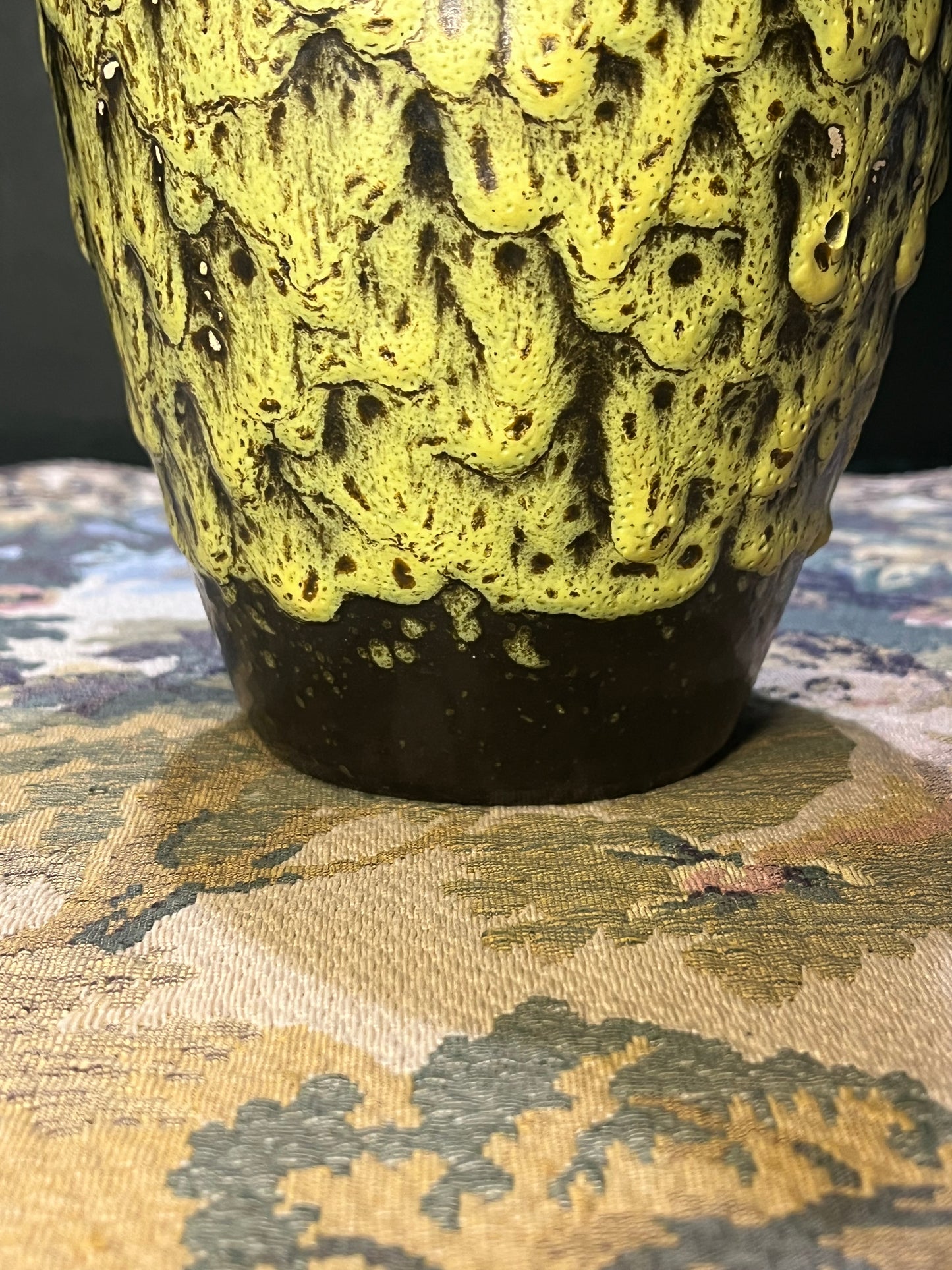 Vintage Jasba Fat Lava Vaas - Geel/Groen Kraterglazuur - West Germany - 25cm