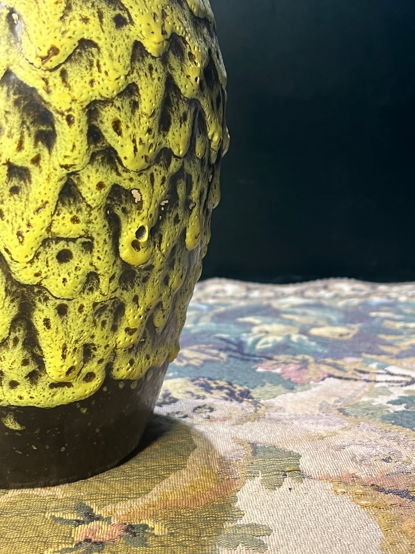 Vintage Jasba Fat Lava Vaas - Geel/Groen Kraterglazuur - West Germany - 25cm