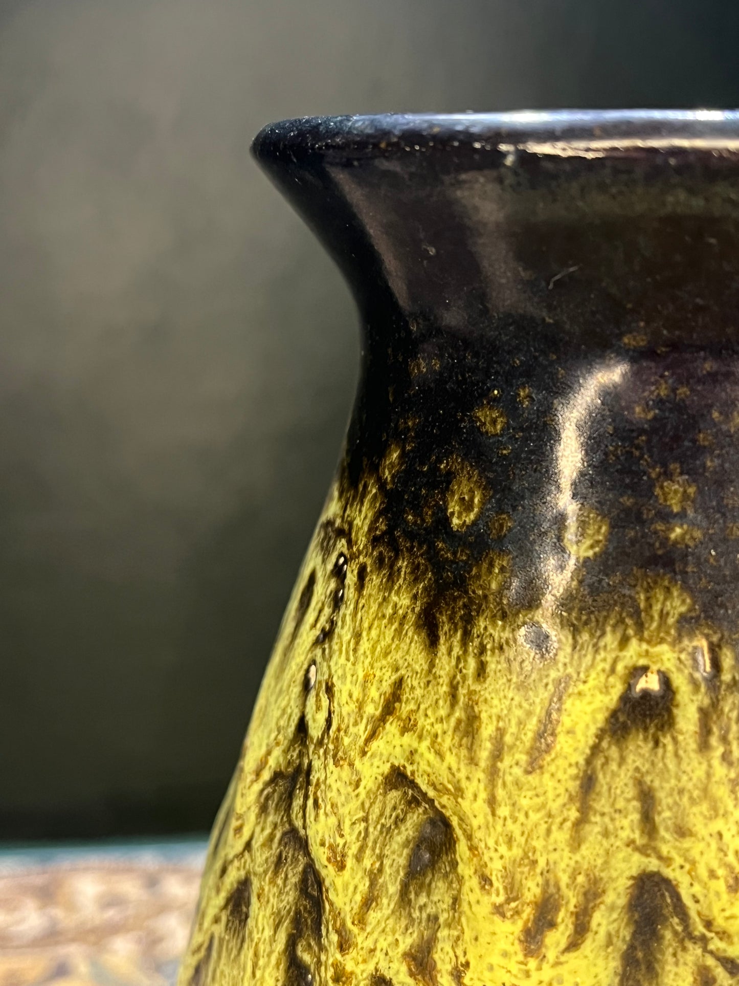 Vintage Jasba Fat Lava Vaas - Geel/Groen Kraterglazuur - West Germany - 25cm