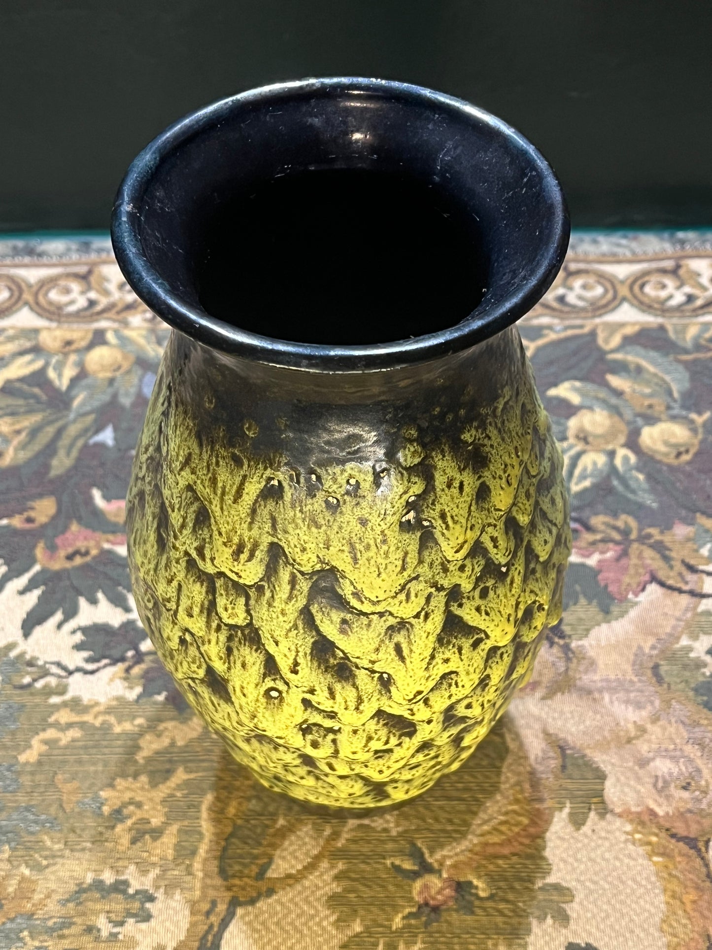 Vintage Jasba Fat Lava Vaas - Geel/Groen Kraterglazuur - West Germany - 25cm