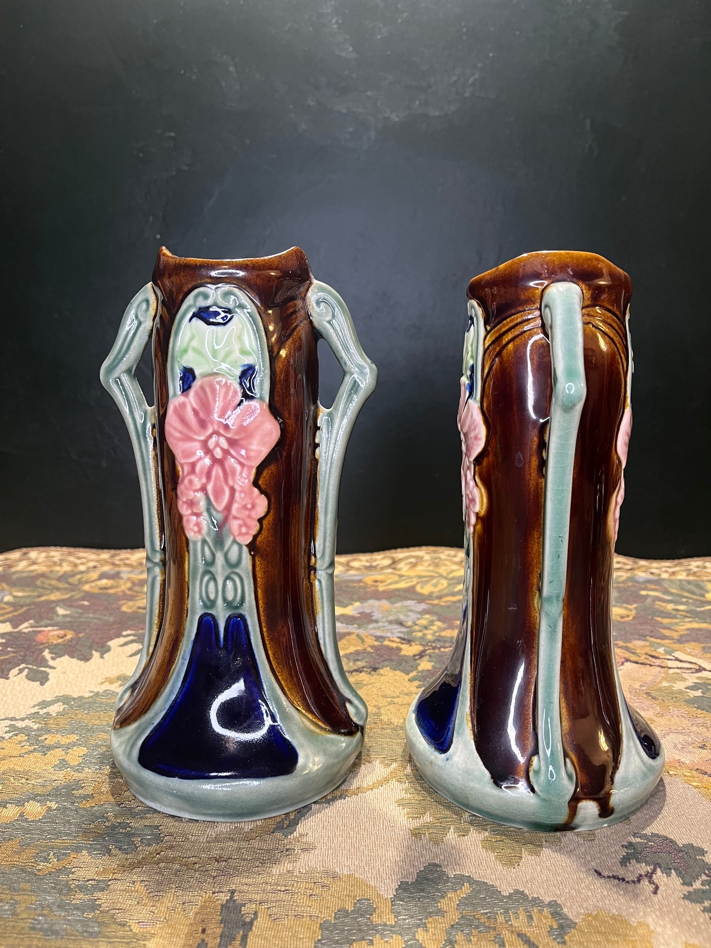 Waechtersbacher Jugendstil Kaststel 3-delig - Majolica Cache Pot & Vazen ca. 1900