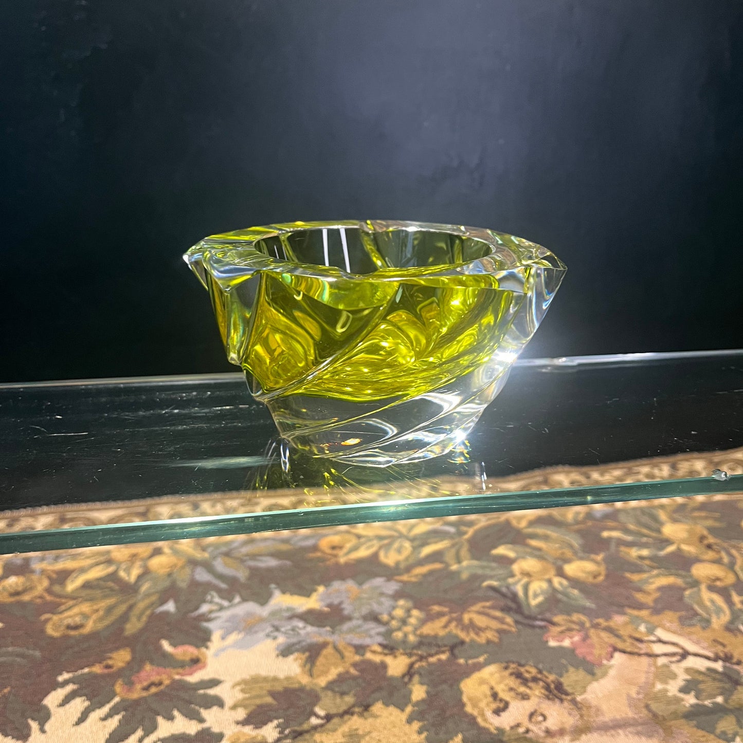 Val Saint Lambert Mondgeblazen Kristallen Asbak - René Delvende - Mid-Century