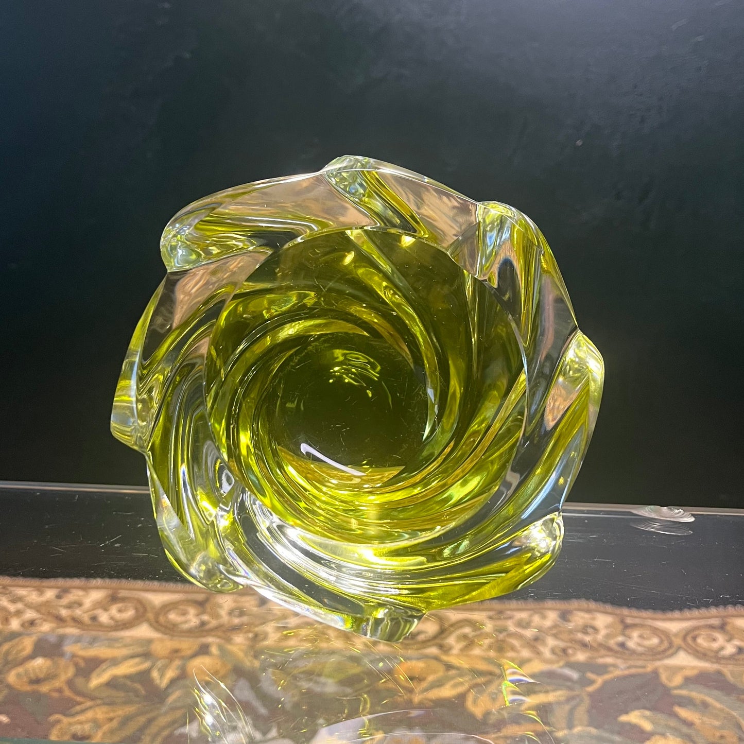 Val Saint Lambert Mondgeblazen Kristallen Asbak - René Delvende - Mid-Century