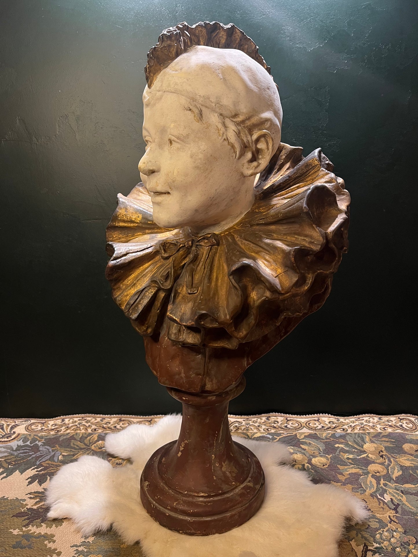 Antieke Jugendstil Pierrot Gipsen Buste - 20e Eeuw