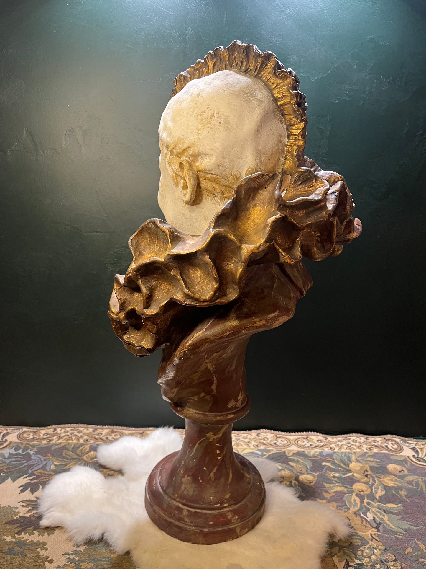 Antieke Jugendstil Pierrot Gipsen Buste - 20e Eeuw