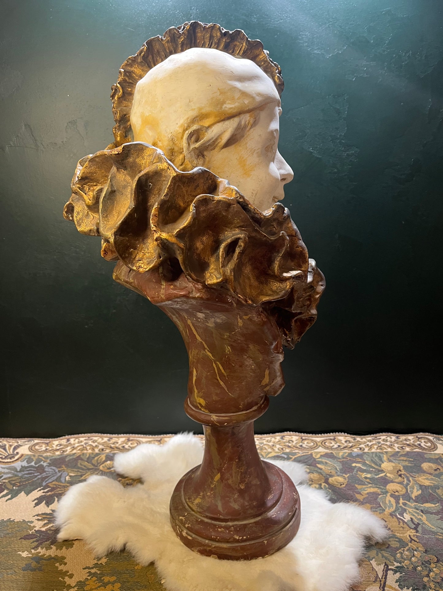 Antieke Jugendstil Pierrot Gipsen Buste - 20e Eeuw