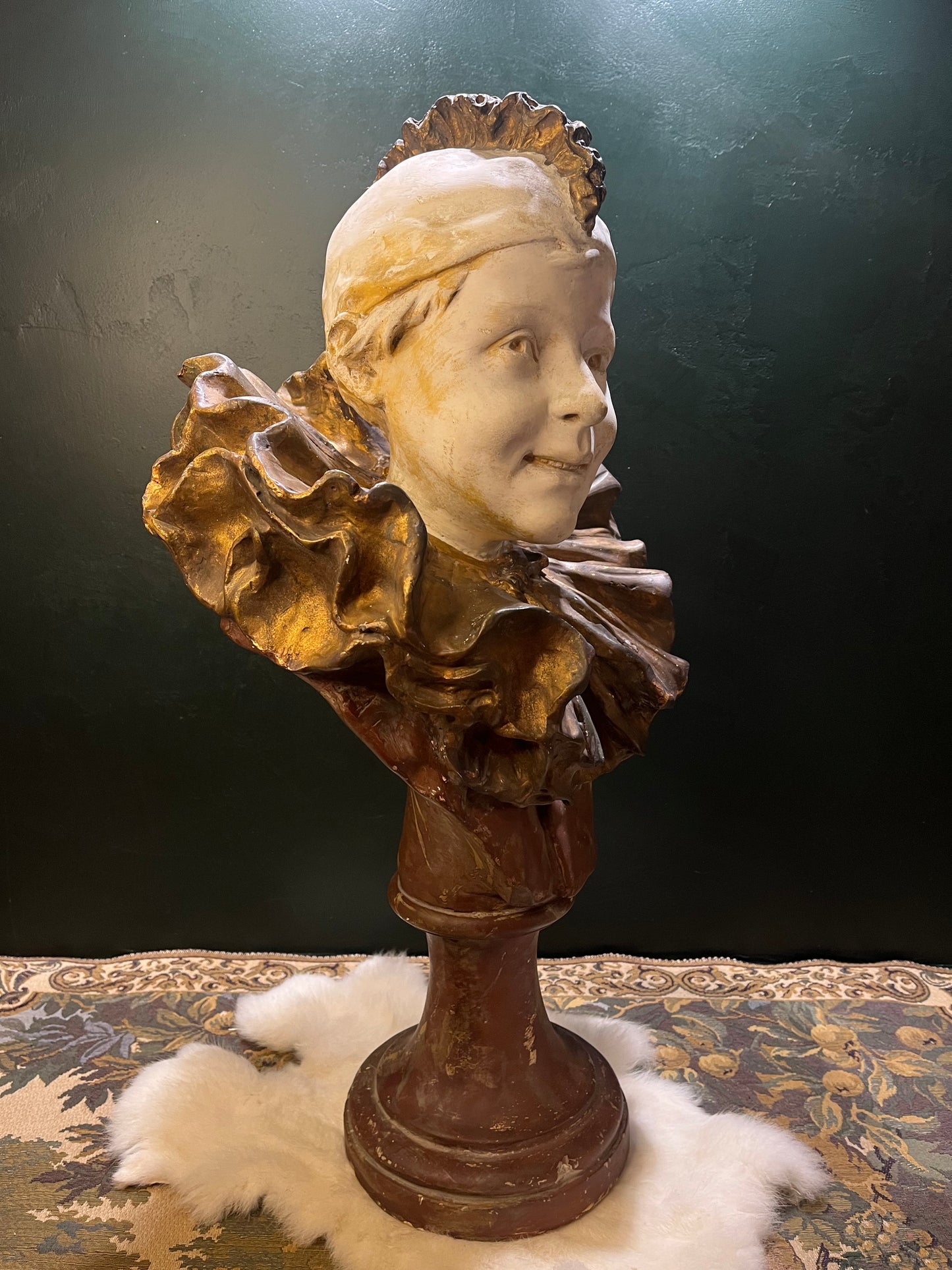 Antieke Jugendstil Pierrot Gipsen Buste - 20e Eeuw