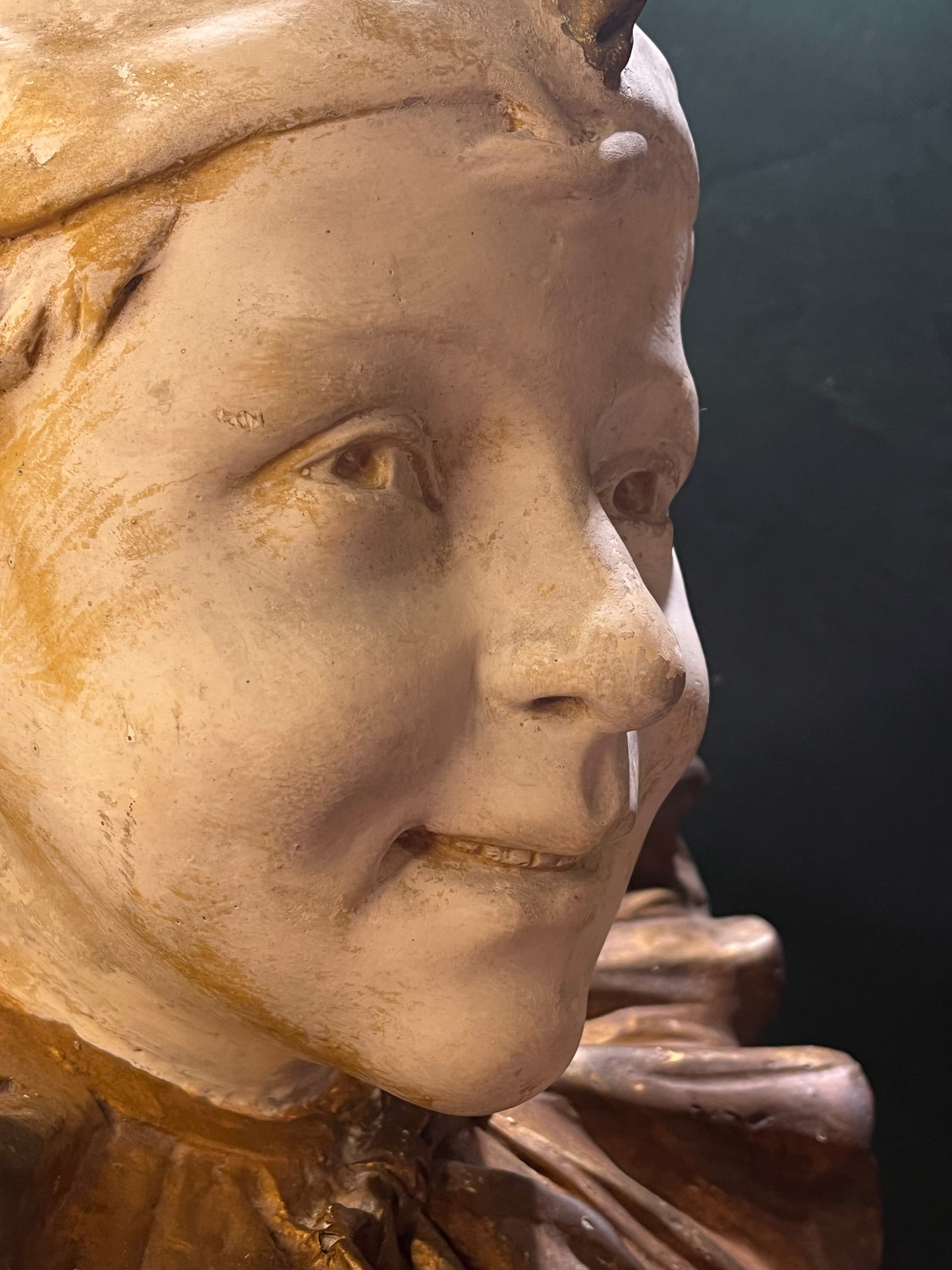 Antieke Jugendstil Pierrot Gipsen Buste - 20e Eeuw